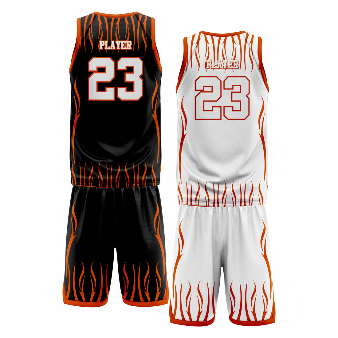 Custom Black Orange White  Double Side Basketball Uniform Set | Sports Custom Uniform