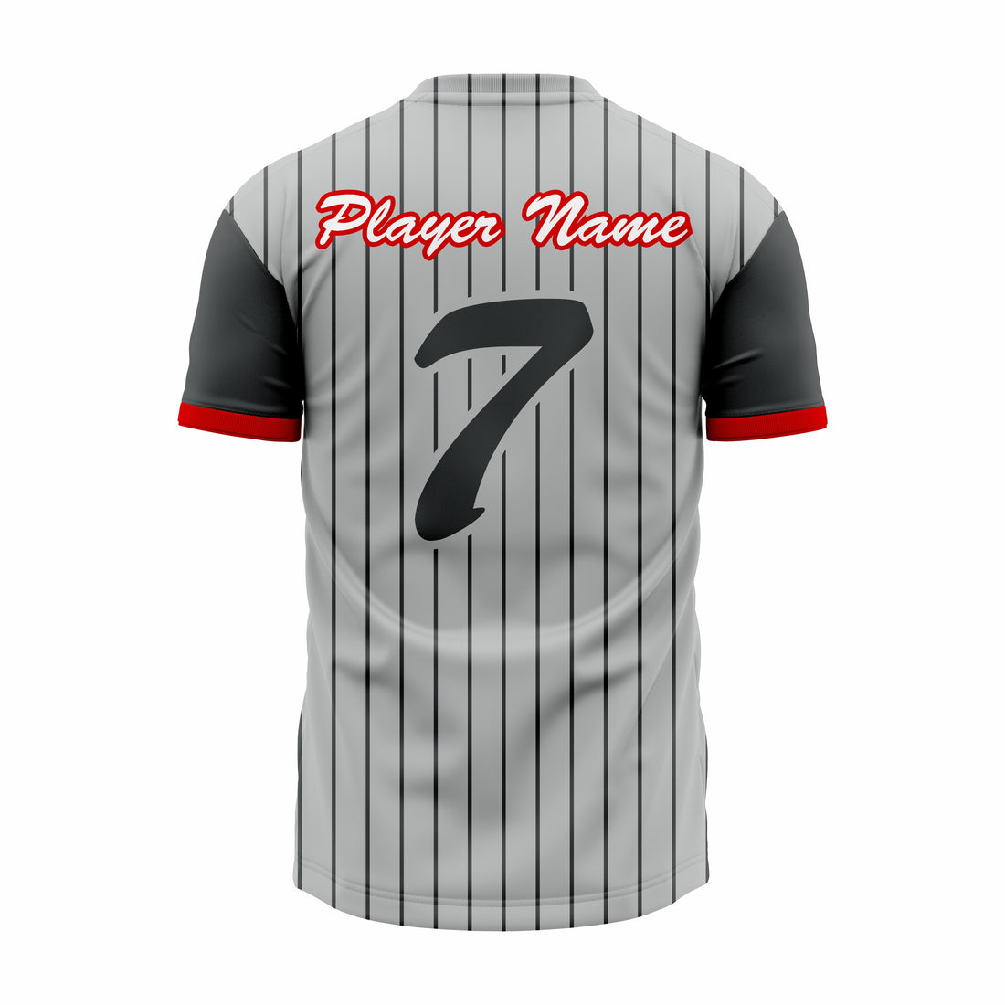 Custom Grey, Black & Red V-Neck Softball Jerseys