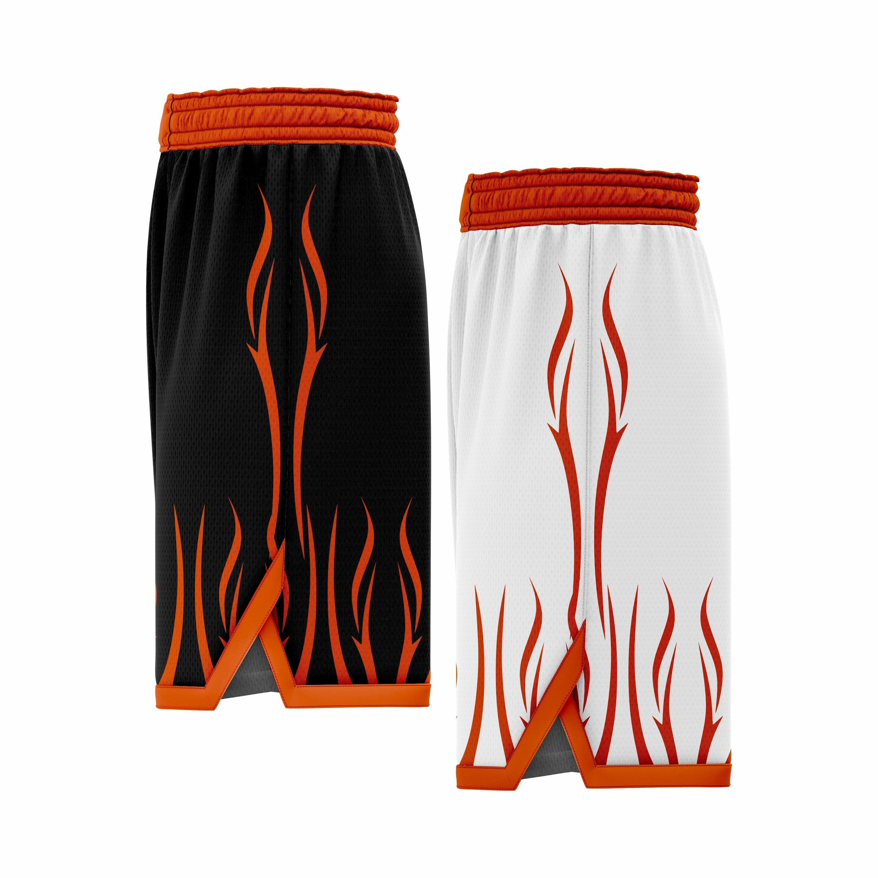Custom Black, White & Orange Reversible Double Side Sublimation Basketball Short