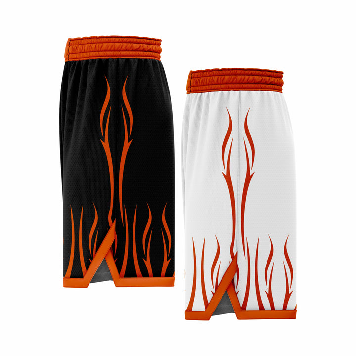 Custom Black, White & Orange Reversible Double Side Sublimation Basketball Short