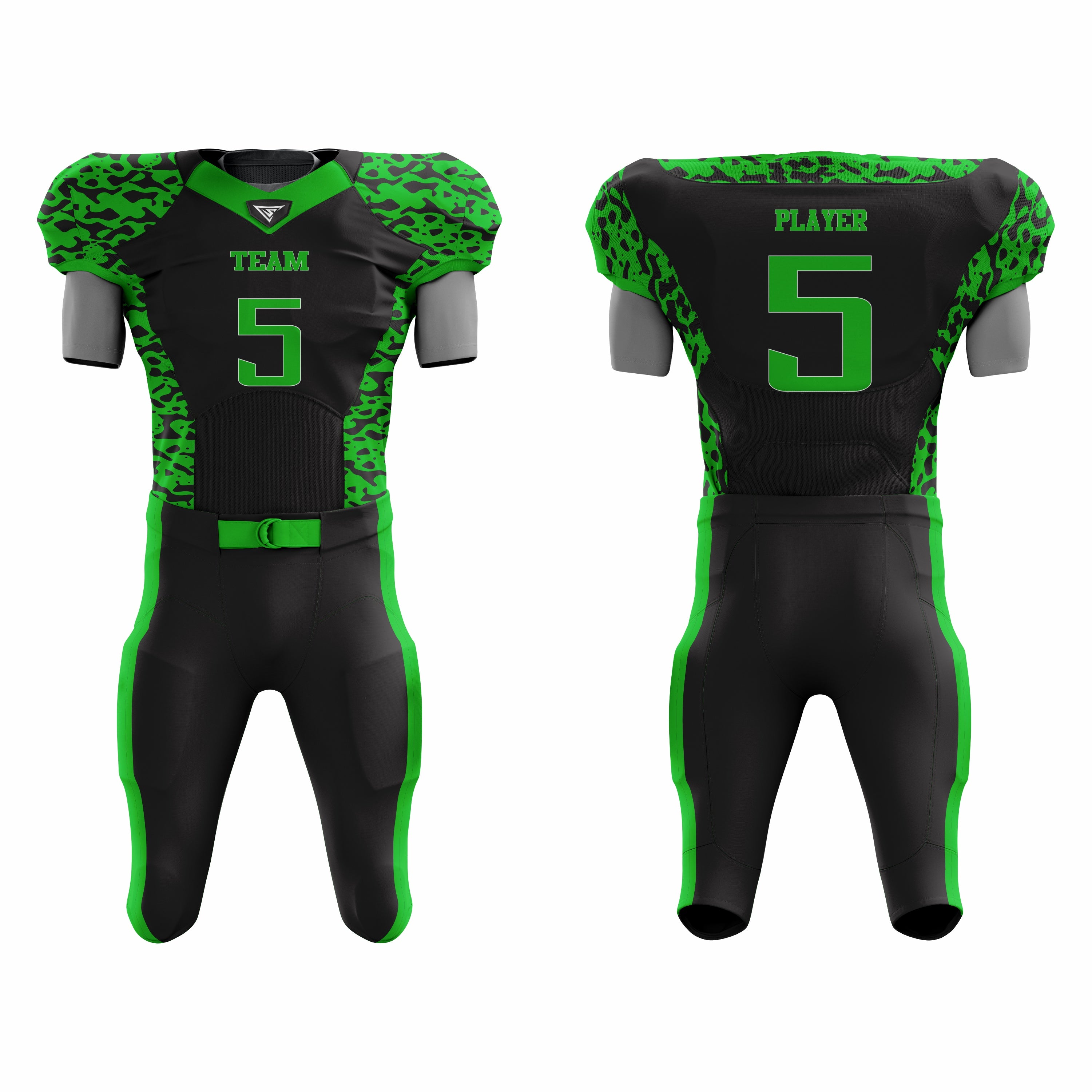 CUSTOM BLACK GREEN AMERICAN FOOTBALL UNIFORM