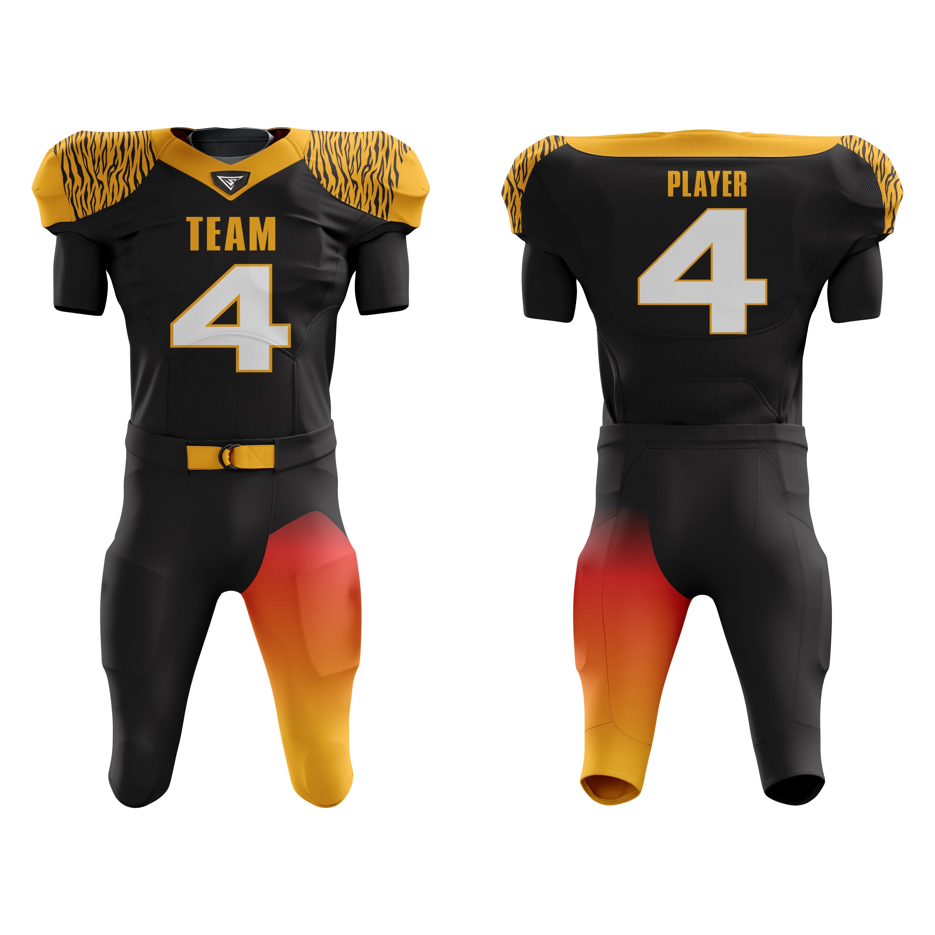 CUSTOM YELLOW BLACK AMERICAN FOOTBALL UNIFORM