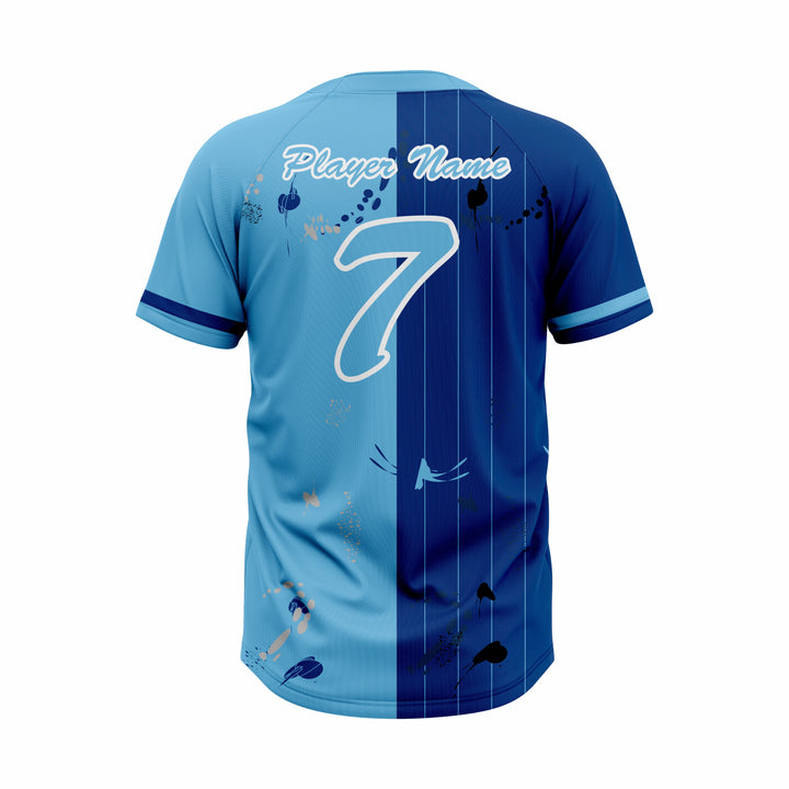 Custom Blue & Cyan Authentic Baseball two Buttons Jersey