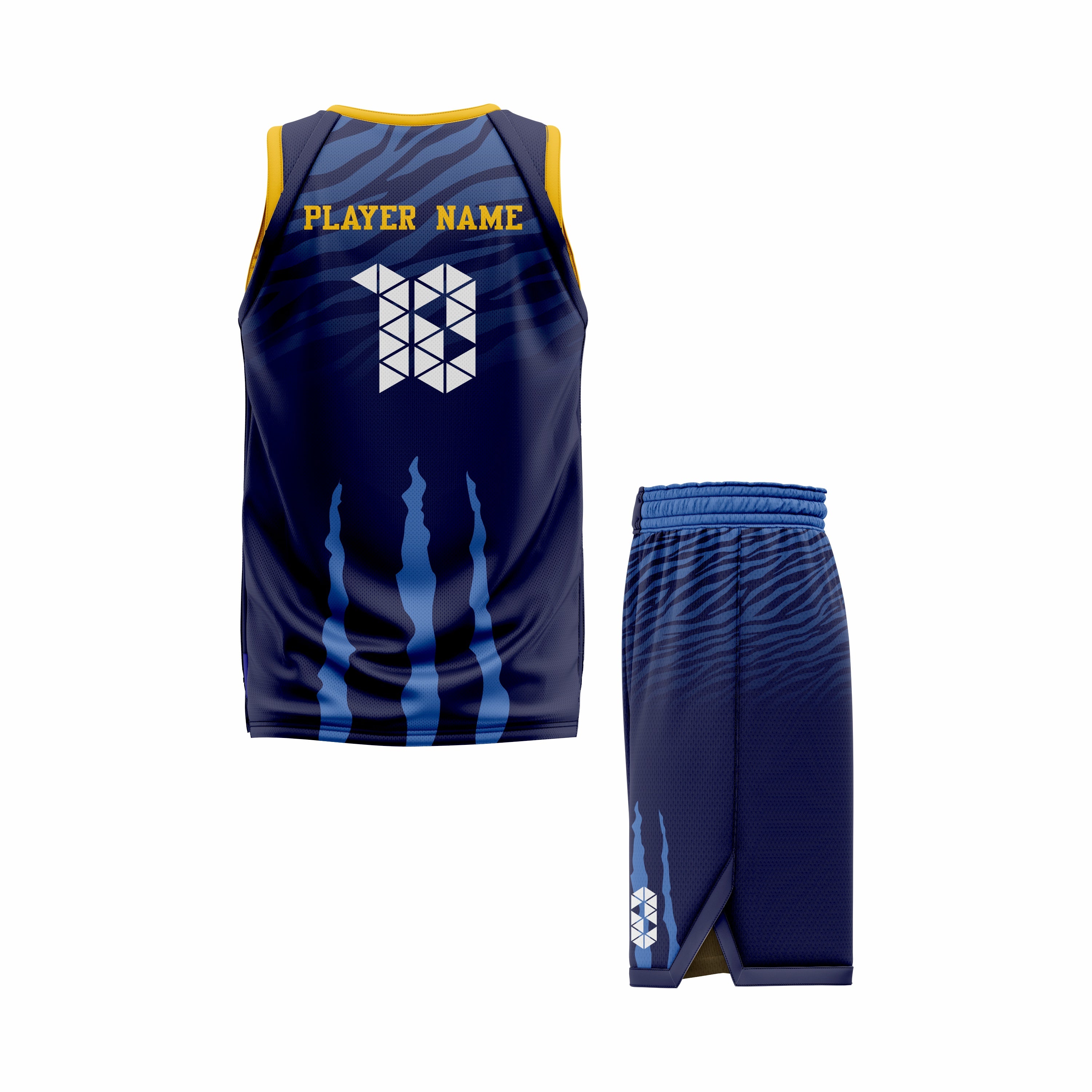 CUSTOM BLUE YELLOW BASKETBALL UNIFORM