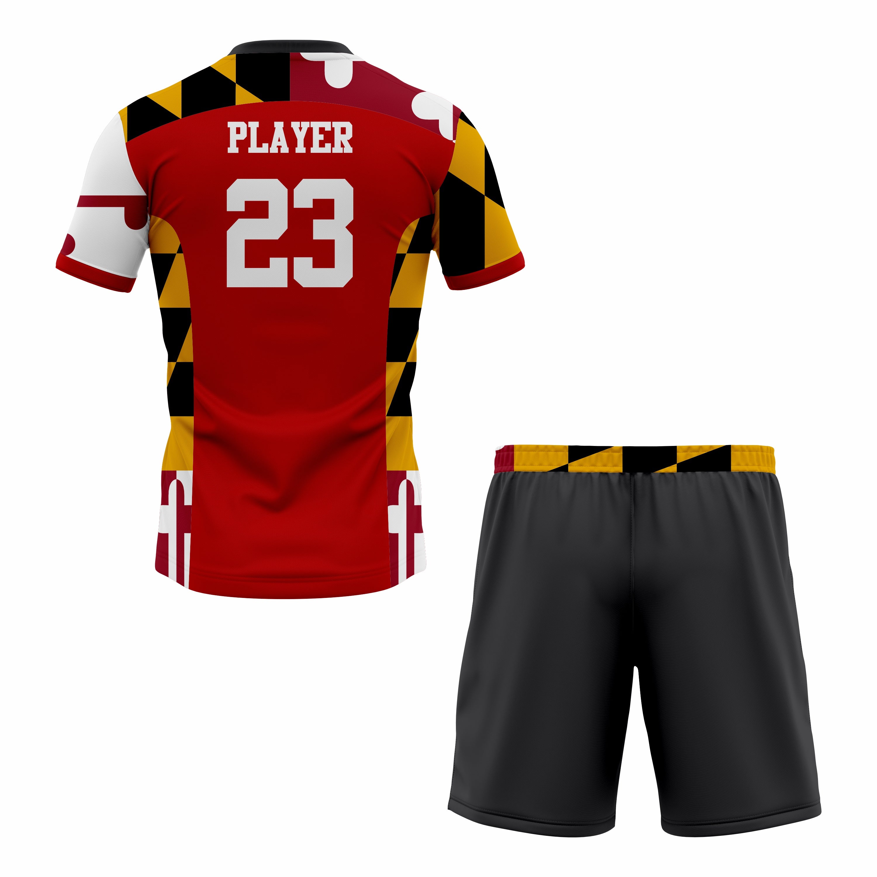 CUSTOM WHITE RED BLACK SOCCER UNIFORM