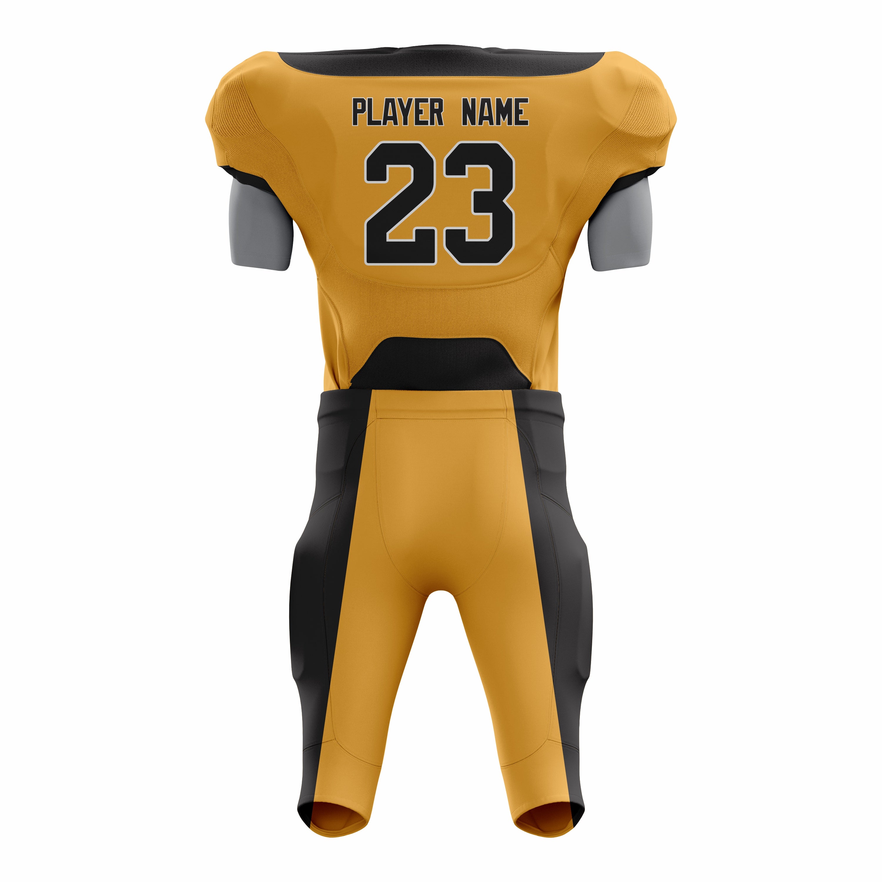 Custom Yellow Black American Football Uniforms with Integrated Pads