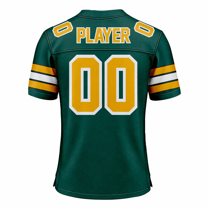 Custom Green, Yellow & White American Football Fan Jersey