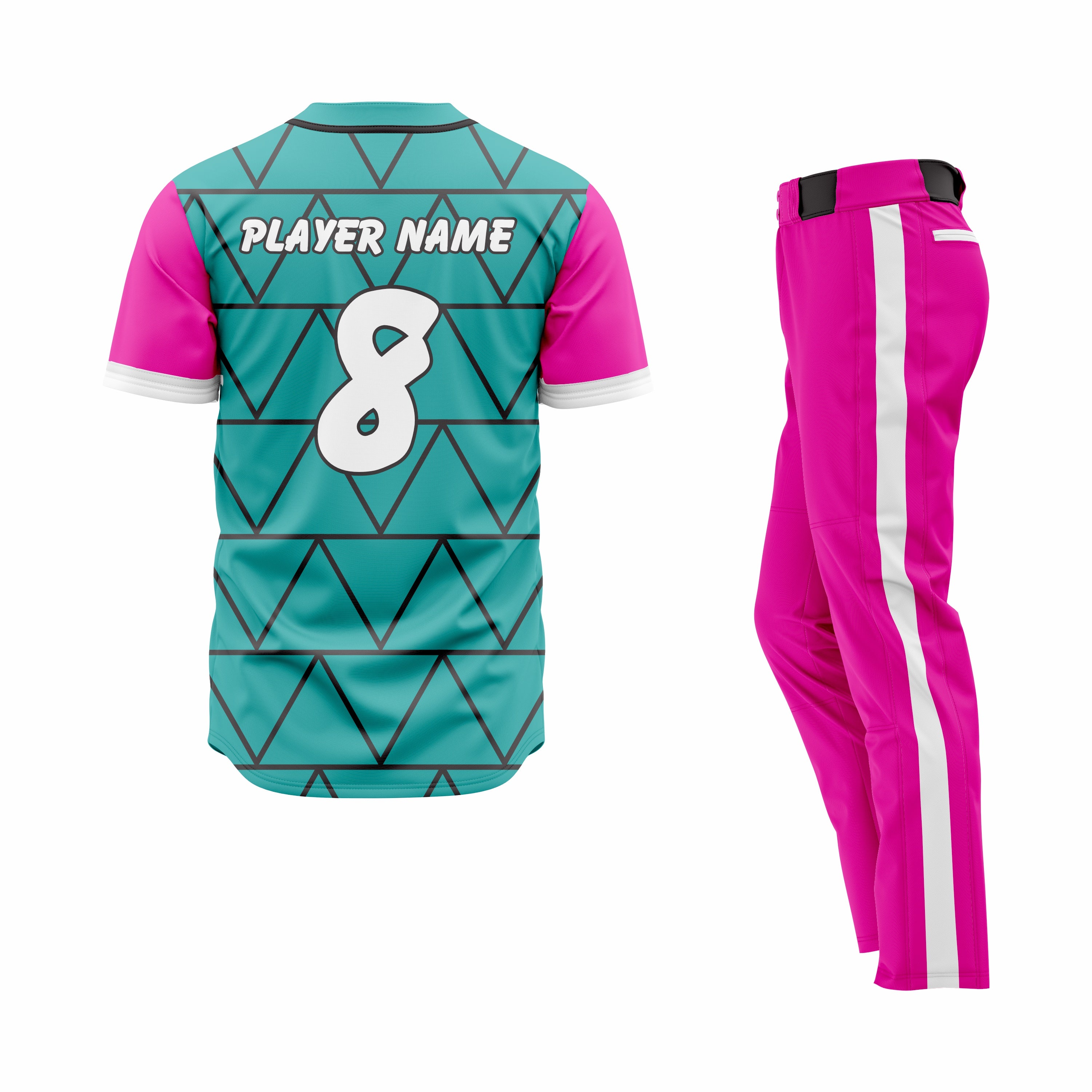 Custom Pink, Green & Black Authentic Baseball Uniform
