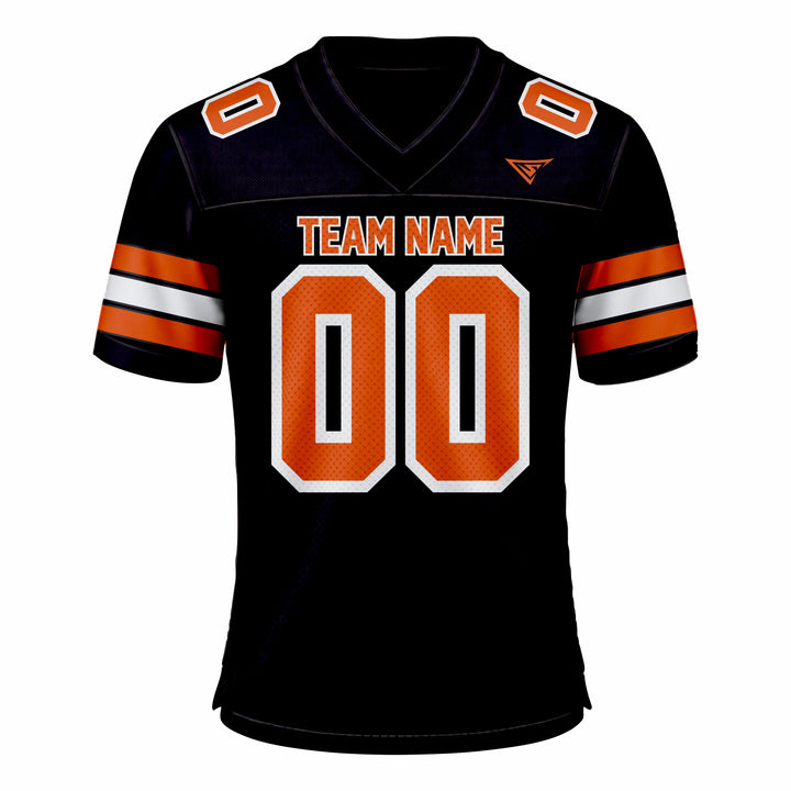 Custom Black, Orange & White American Football Fan Jersey