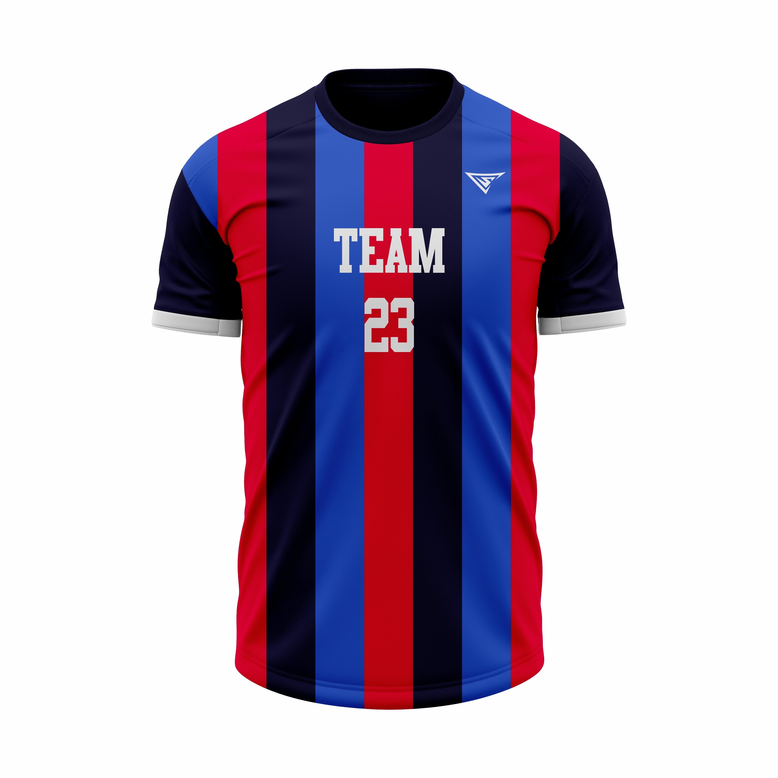 Custom Dark Blue, Red & Blue Sublimation Soccer Jersey