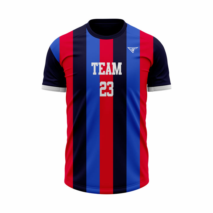 Custom Dark Blue, Red & Blue Sublimation Soccer Jersey