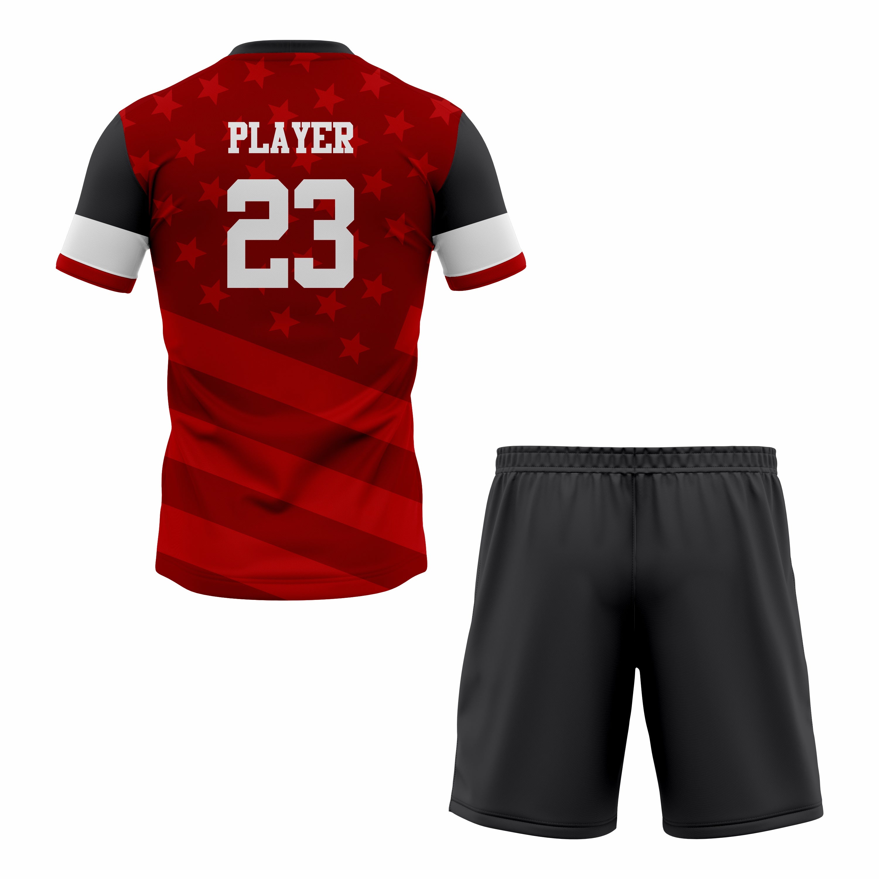 CUSTOM GREY RED BLACK SOCCER UNIFORM