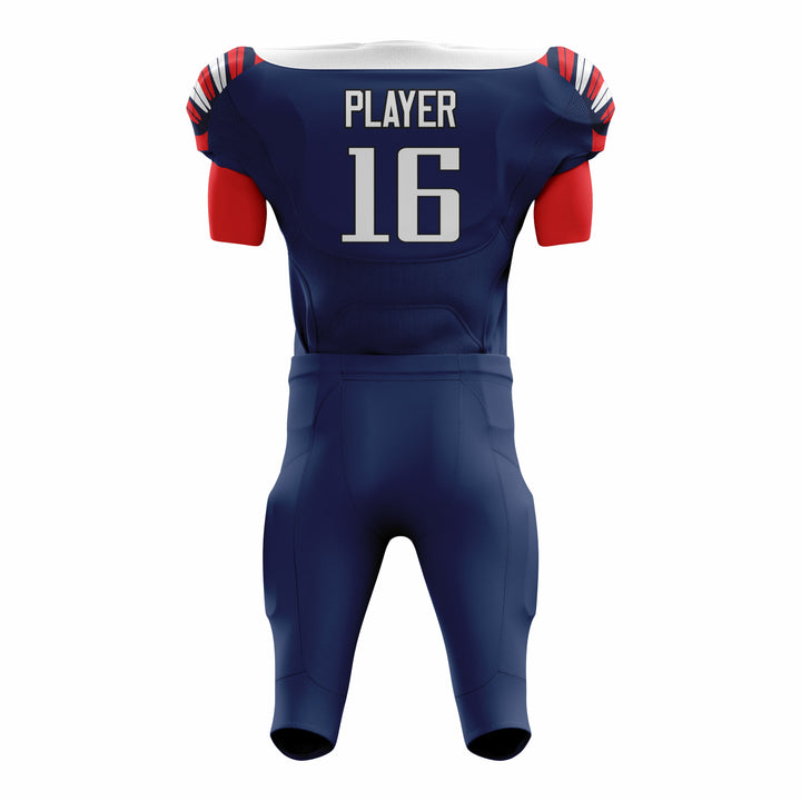 Custom Blue Red White American Football Uniforms with Integrated Pads