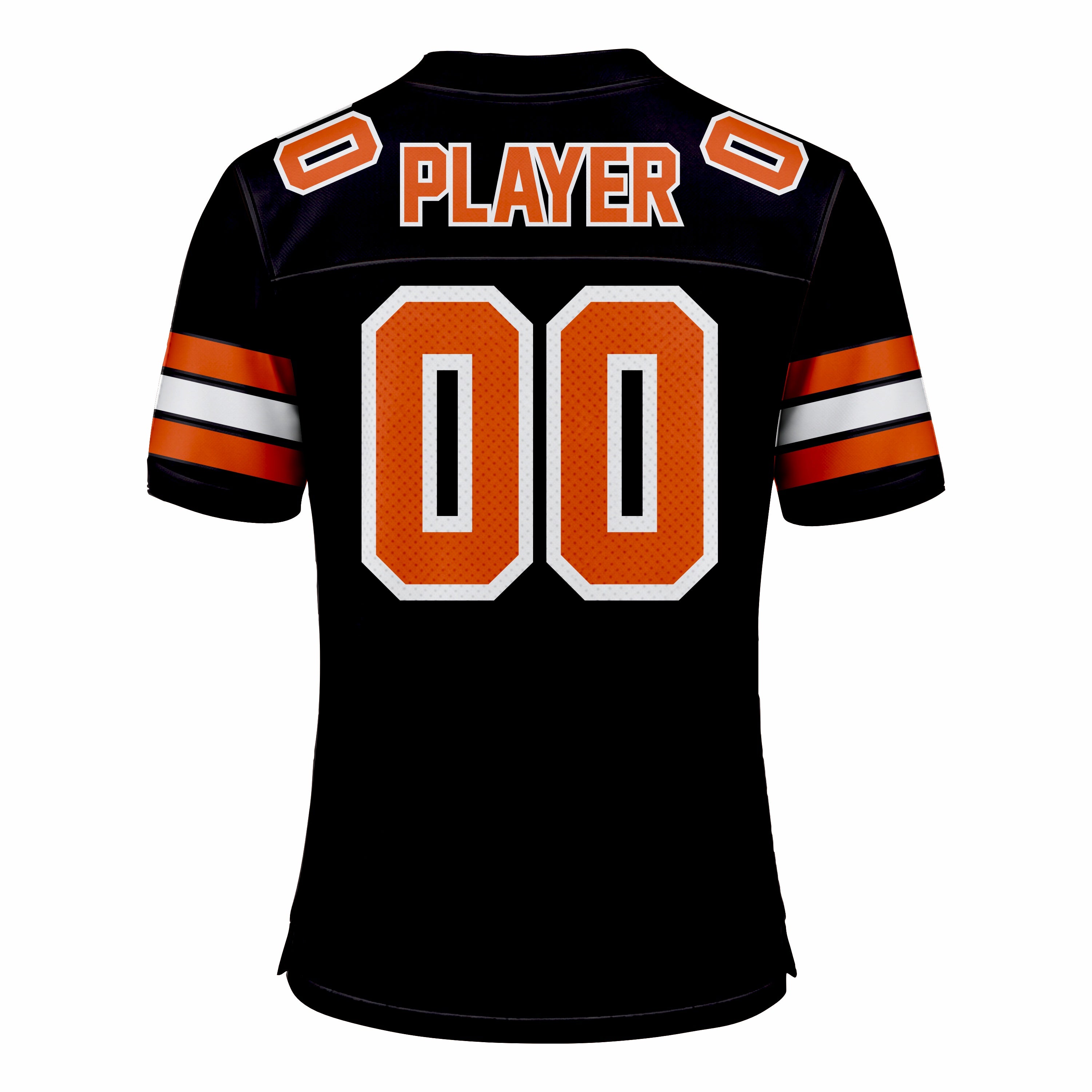 Custom Black, Orange & White American Football Fan Jersey