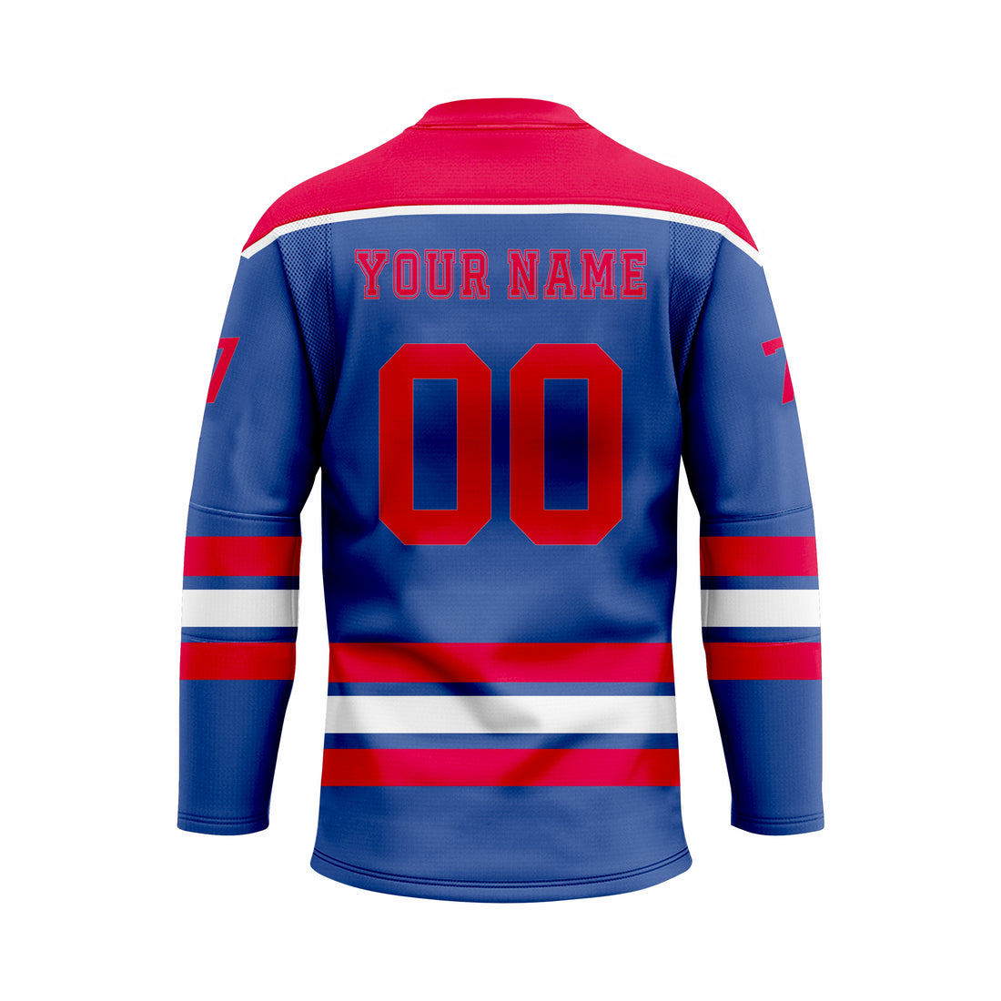 Custom Blue, Red & White V-Neck Hockey jersey