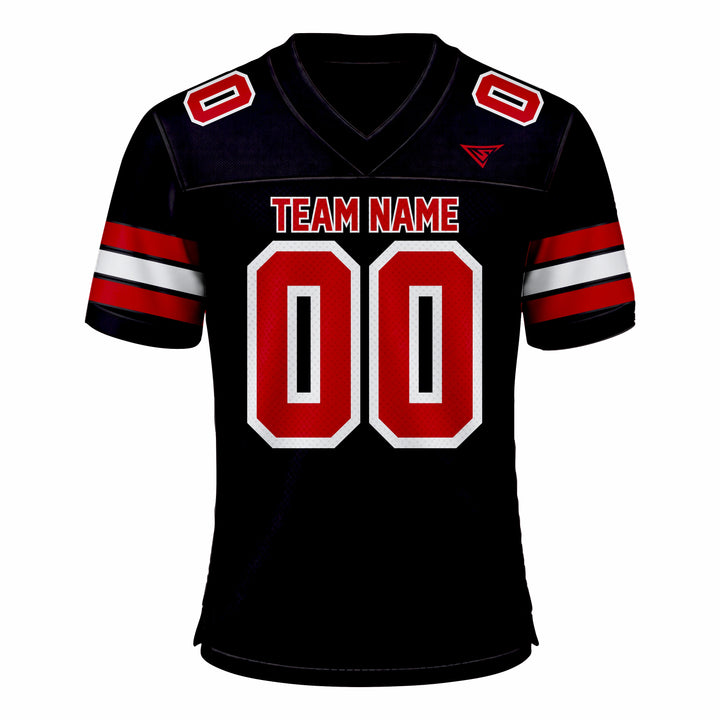 Custom Black, Red & White American Football Fan Jersey