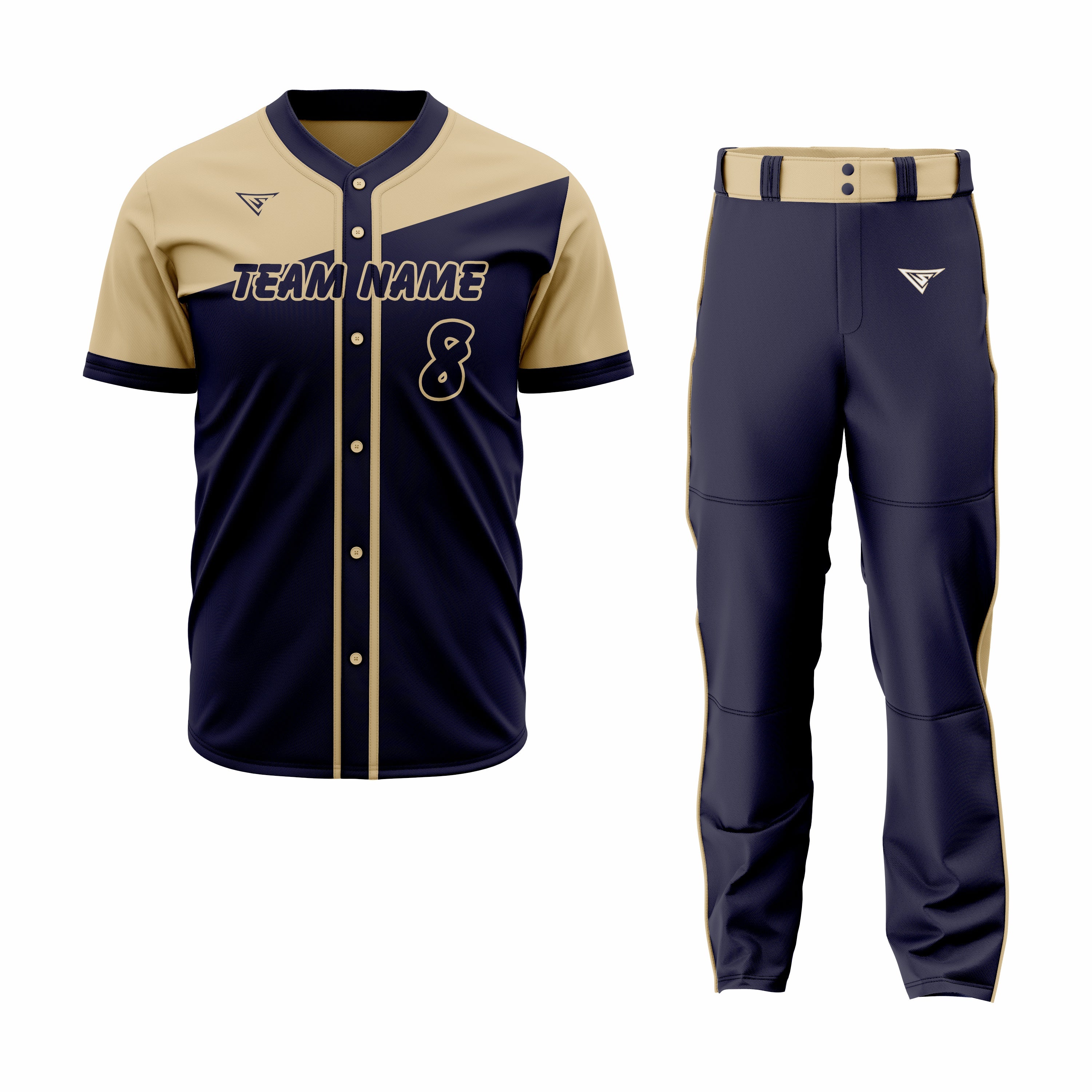 Custom Blue & Skin Authentic Baseball Uniform