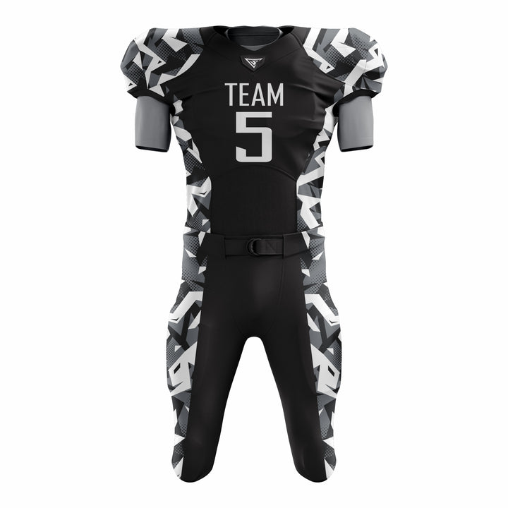 Custom Black Camo American Football Uniforms with Integrated Pads