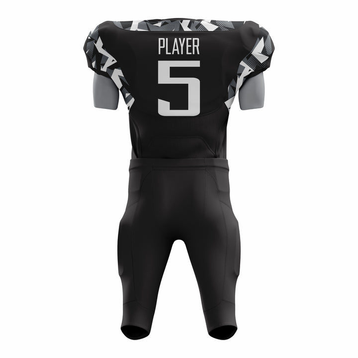 Custom Black Camo American Football Uniforms with Integrated Pads