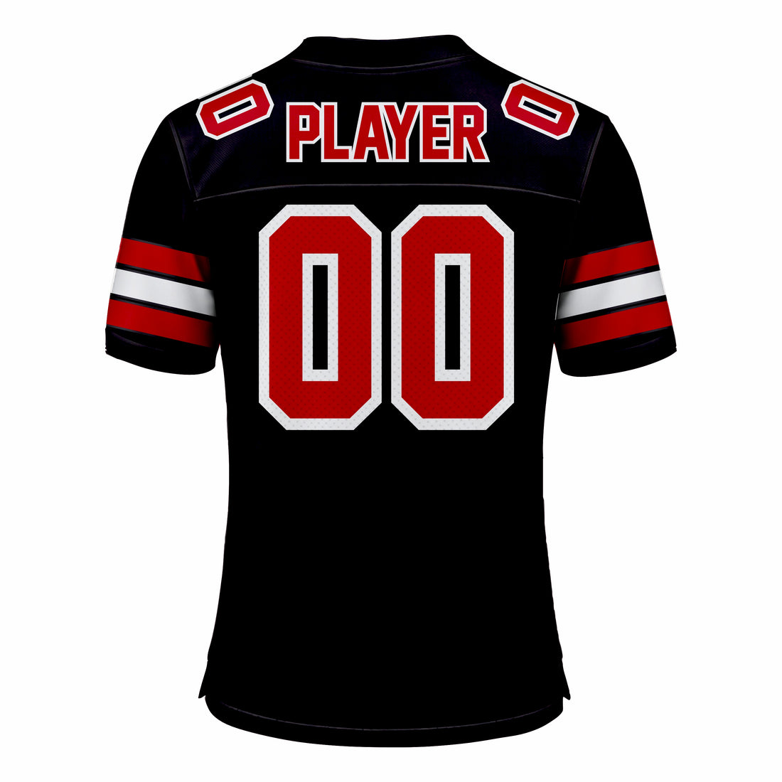 Custom Black, Red & White American Football Fan Jersey