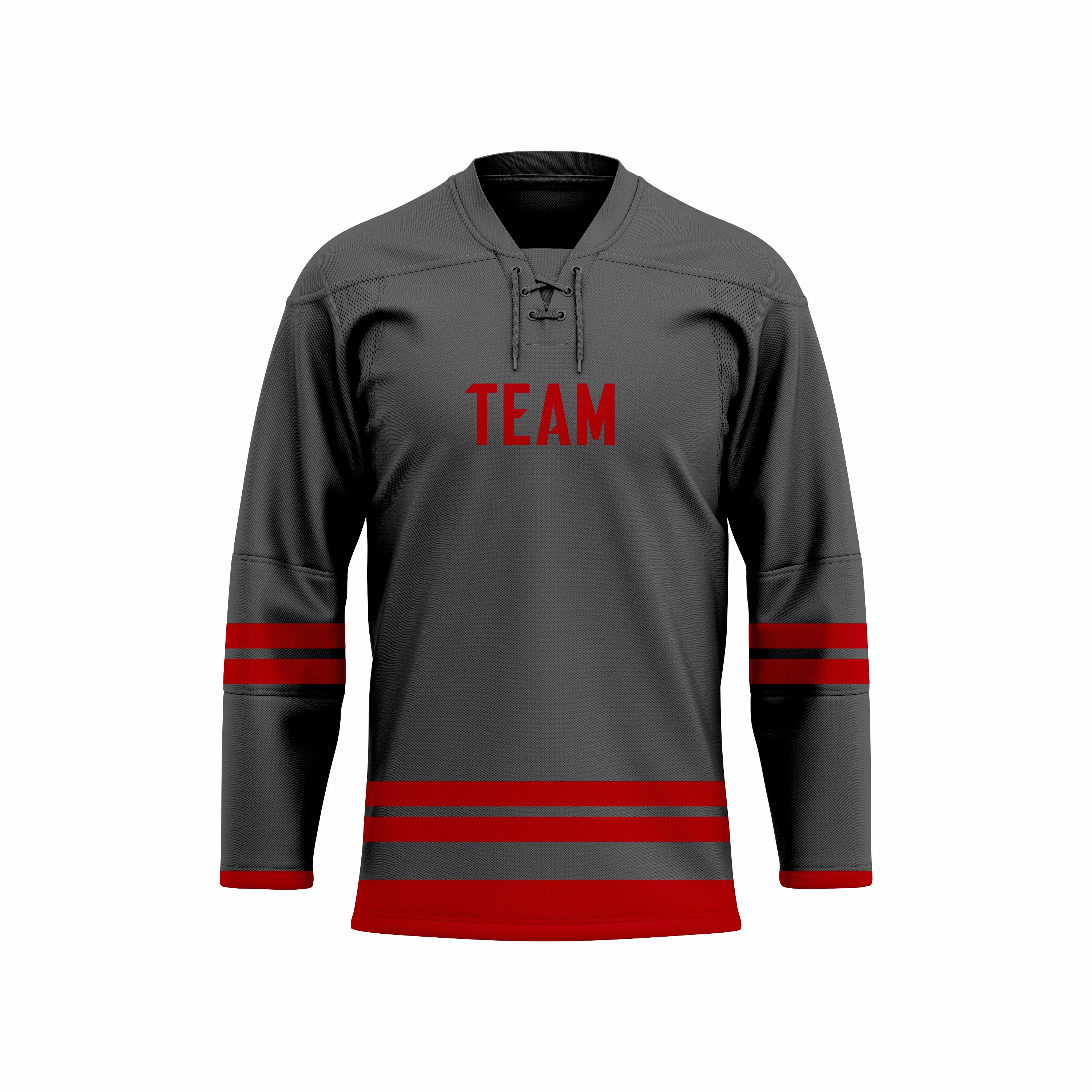 Custom Black & Red Laced Hockey jersey