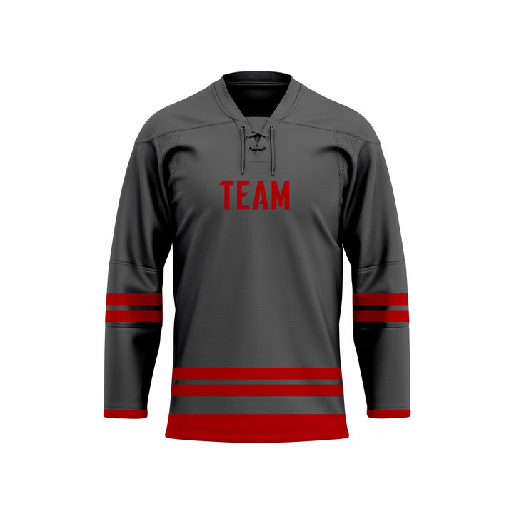 Custom Black & Red Laced Hockey jersey