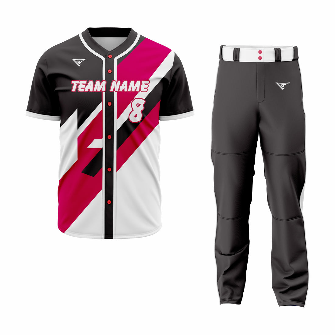 Custom Black, Red & White Authentic Baseball Uniform