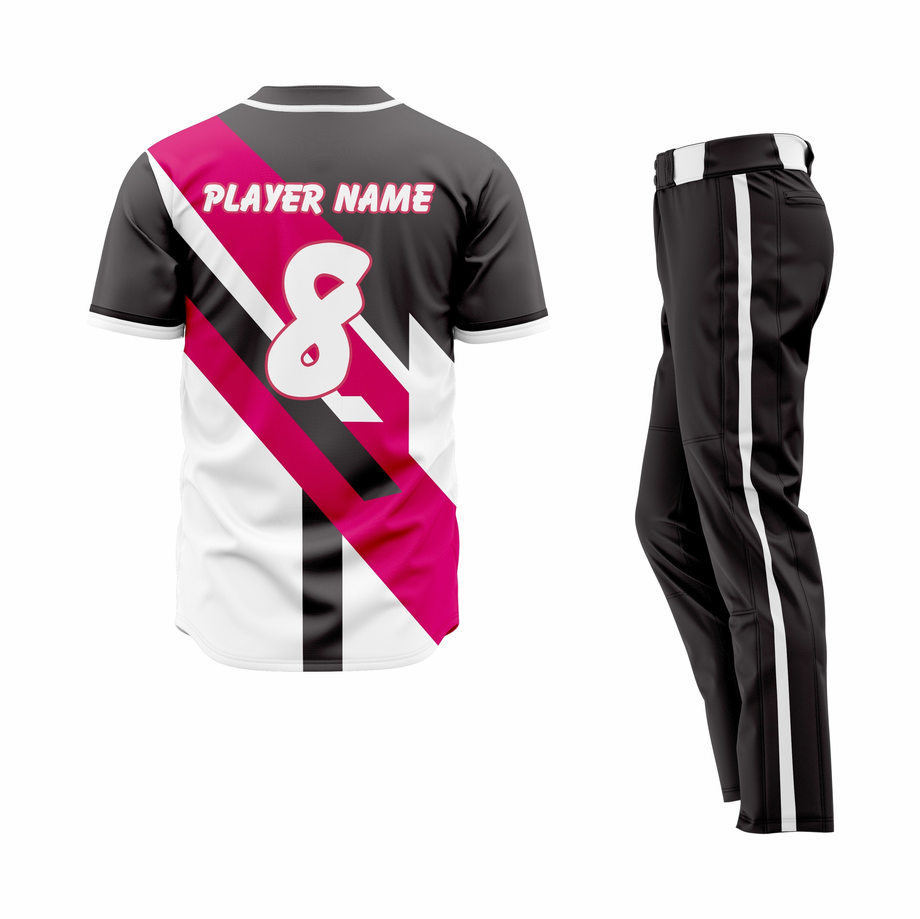 CUSTOM BLACK WHITE PURPLE BASEBALL UNIFORM