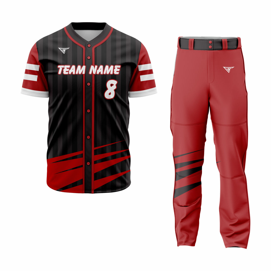 Custom Red, Black & White Authentic Baseball Uniform