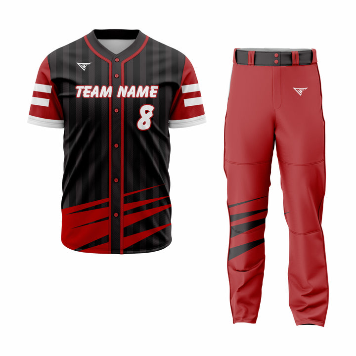 Custom Red, Black & White Authentic Baseball Uniform