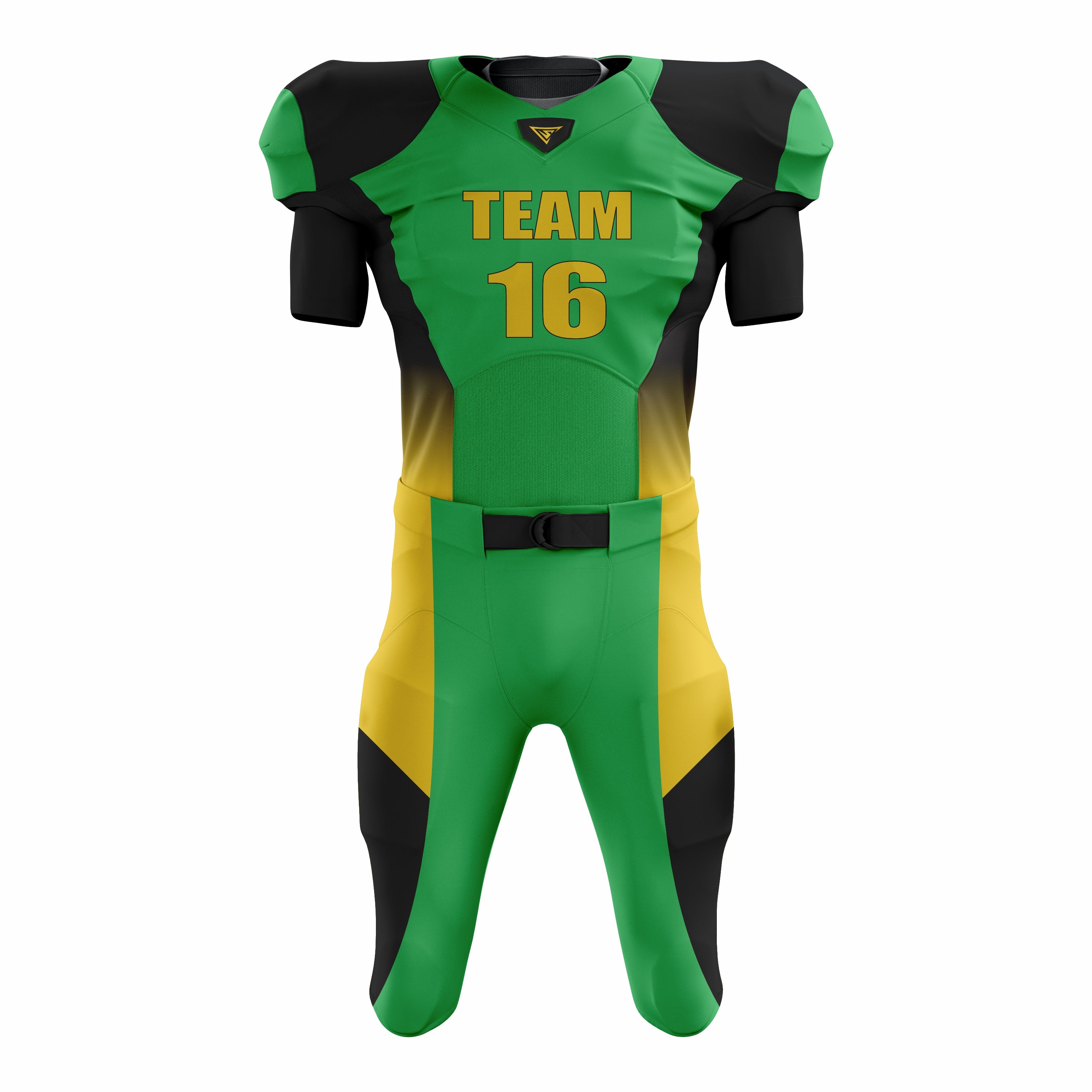 Custom Yellow Green Black American Football Uniforms with Integrated Pads