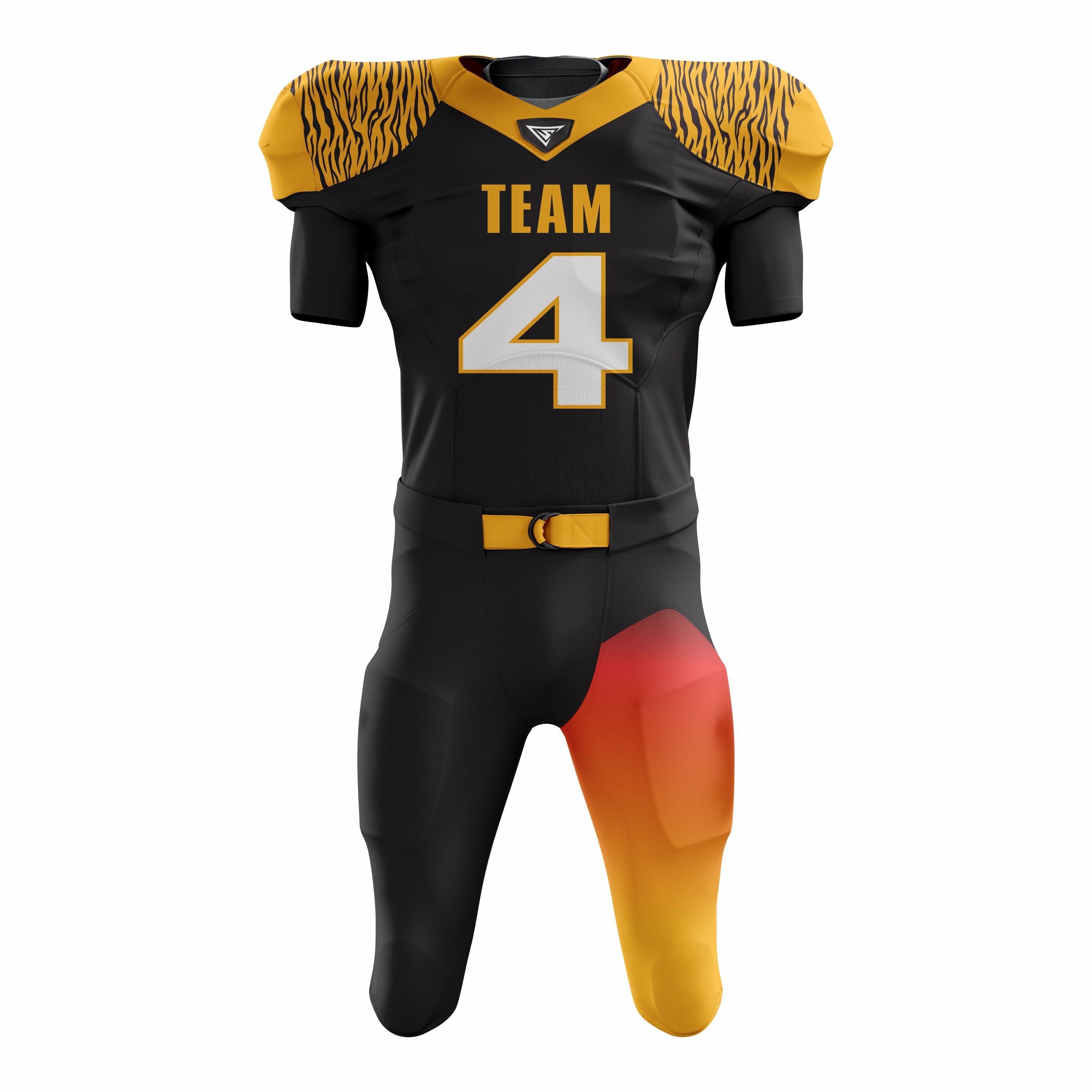 Custom Yellow Black American Football Uniforms with Integrated Pads