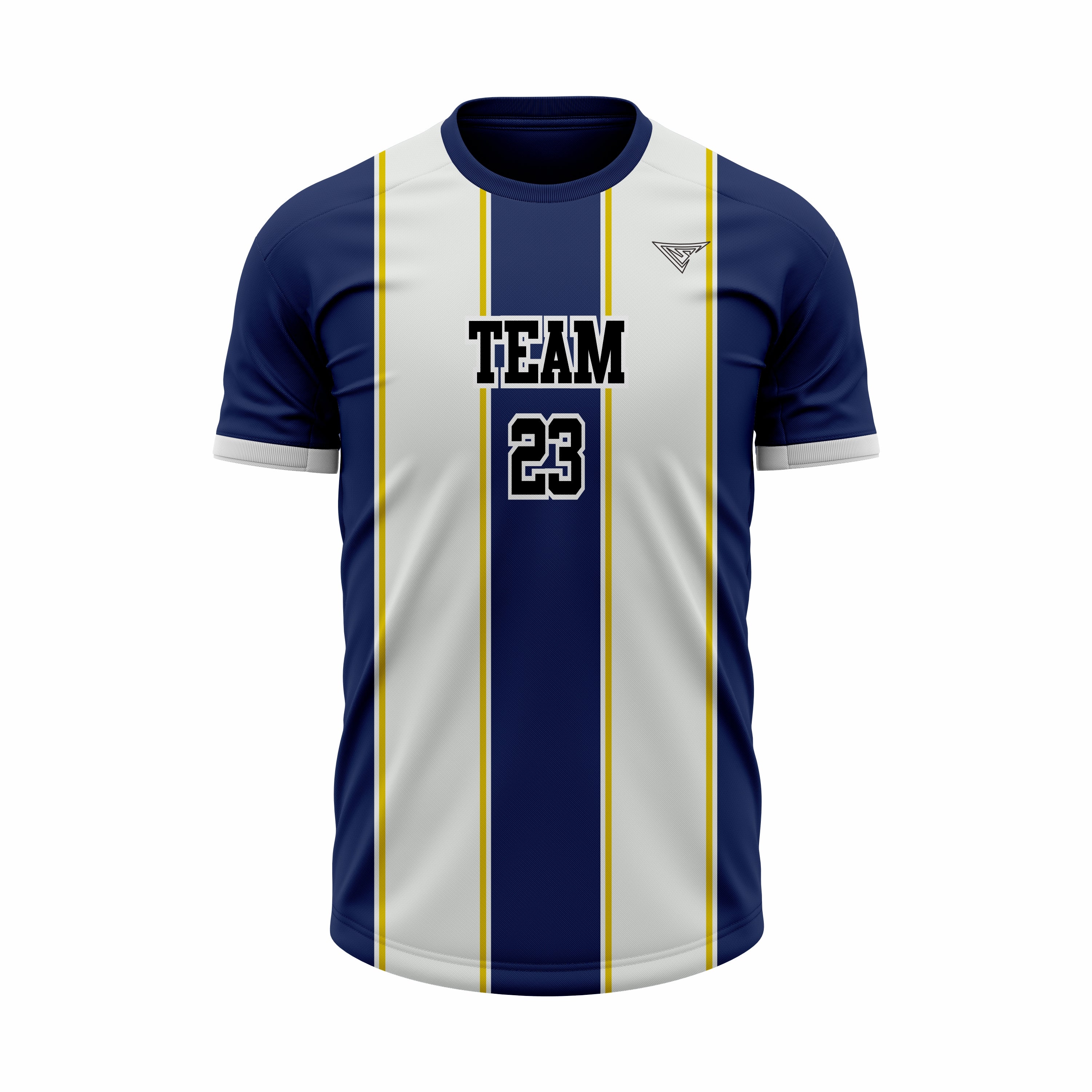Custom Blue, White & Yellow Sublimation Soccer Jersey