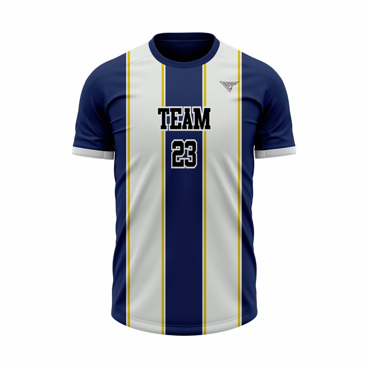 Custom Blue, White & Yellow Sublimation Soccer Jersey