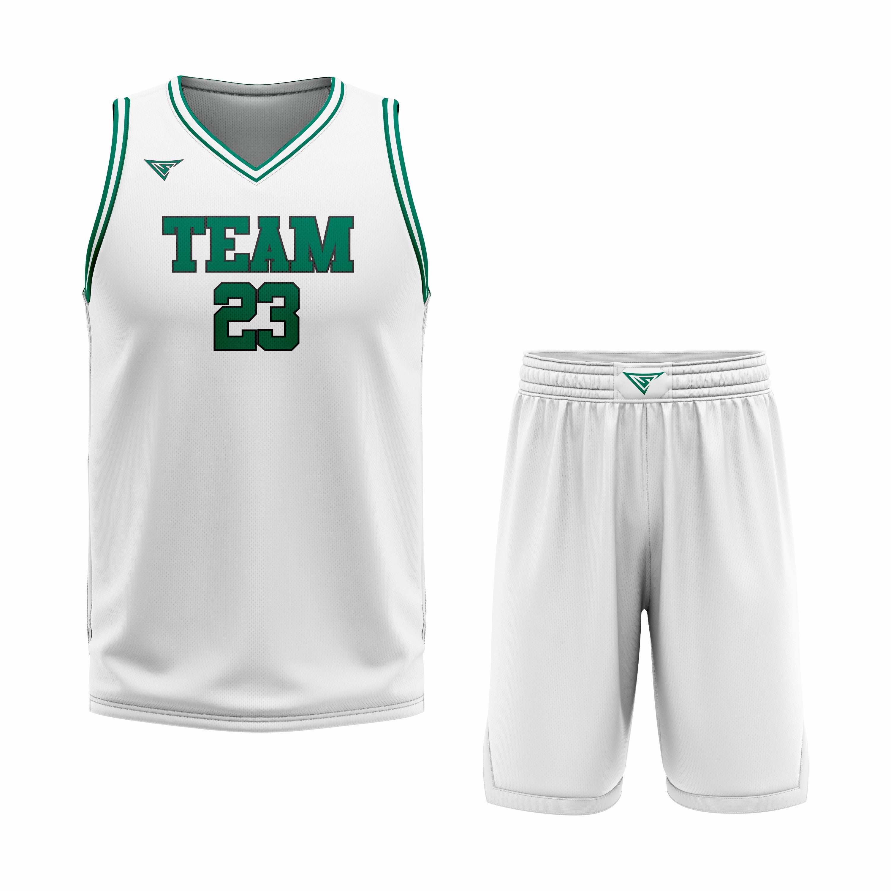 CUSTOM WHITE GREEN BASKETBALL UNIFORM