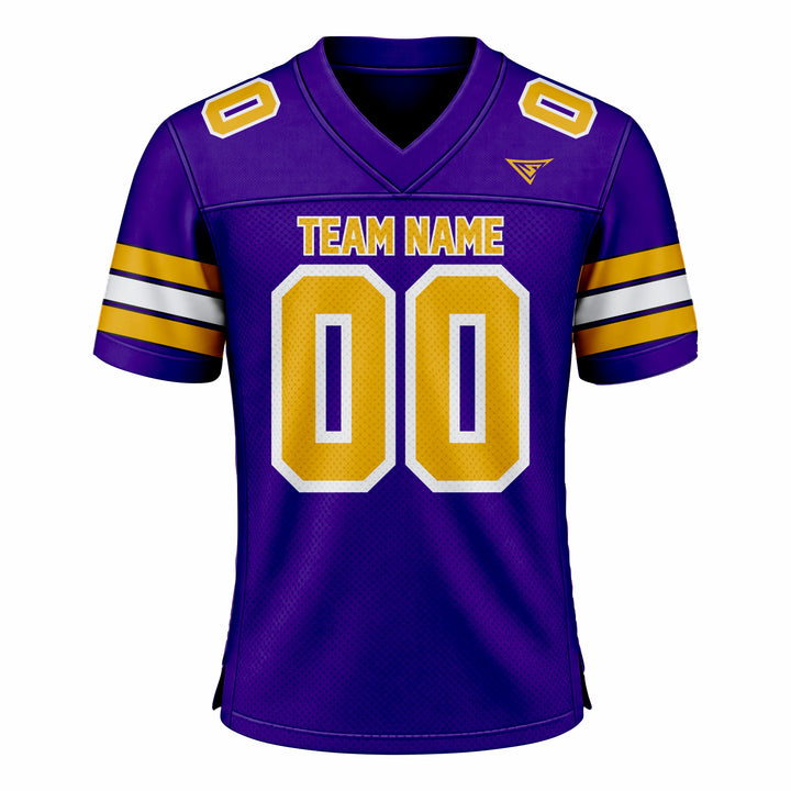 Custom Blue, Yellow & White American Football Fan Jersey