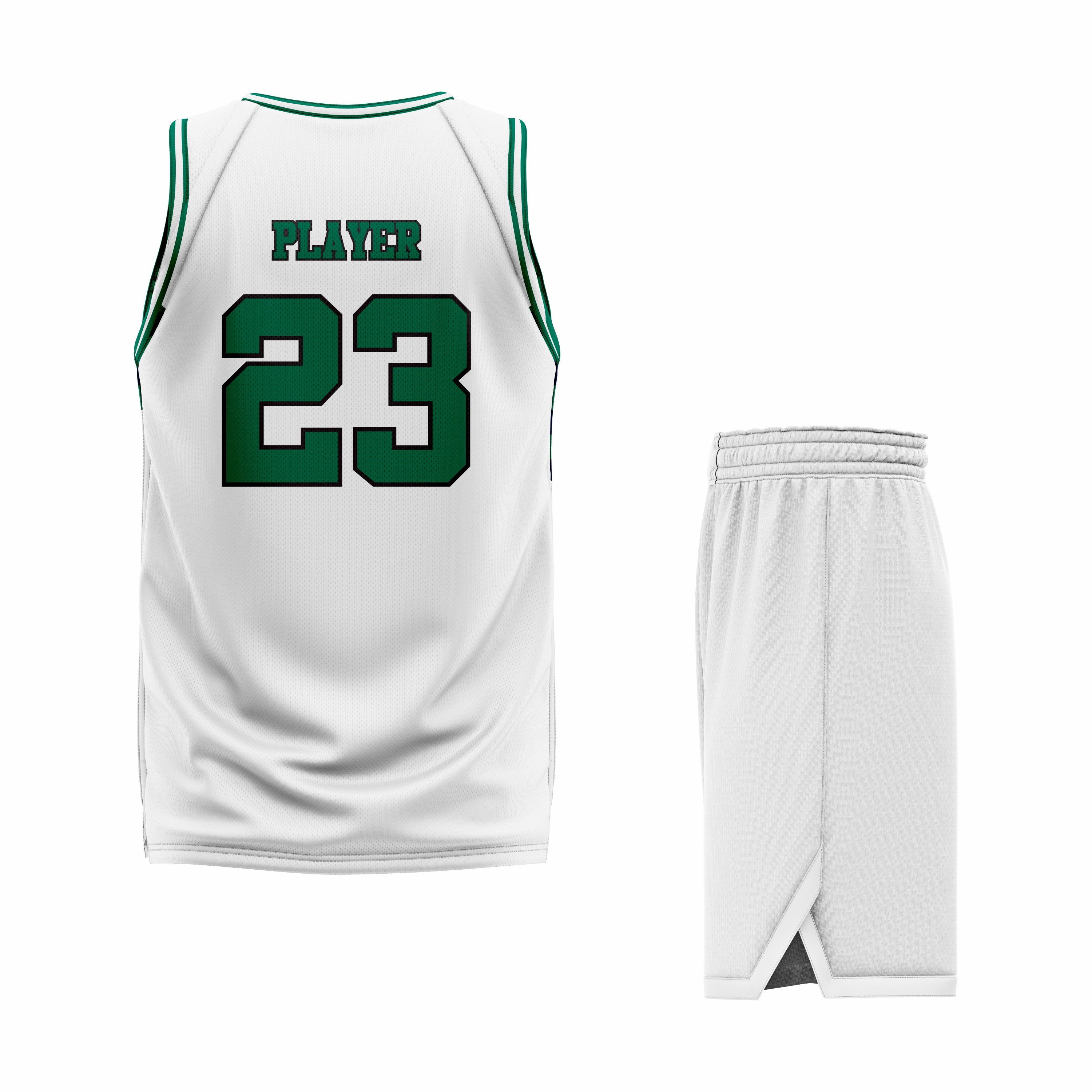 CUSTOM WHITE GREEN BASKETBALL UNIFORM