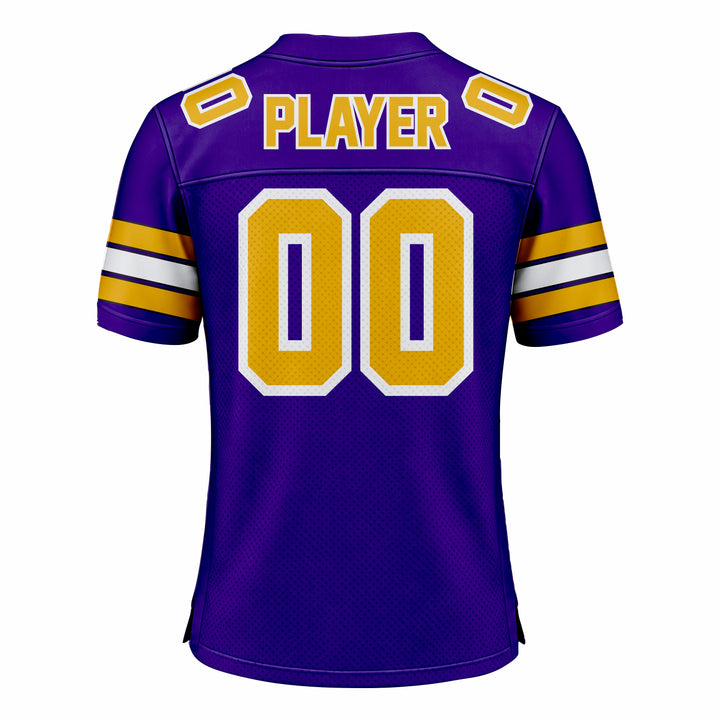 Custom Blue, Yellow & White American Football Fan Jersey