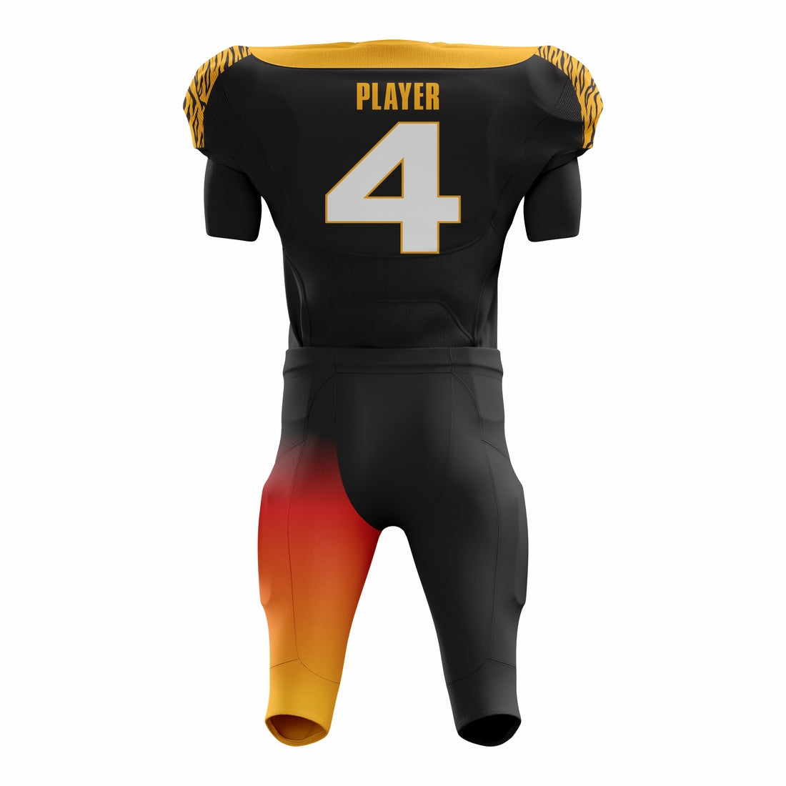 Custom Yellow Black American Football Uniforms with Integrated Pads