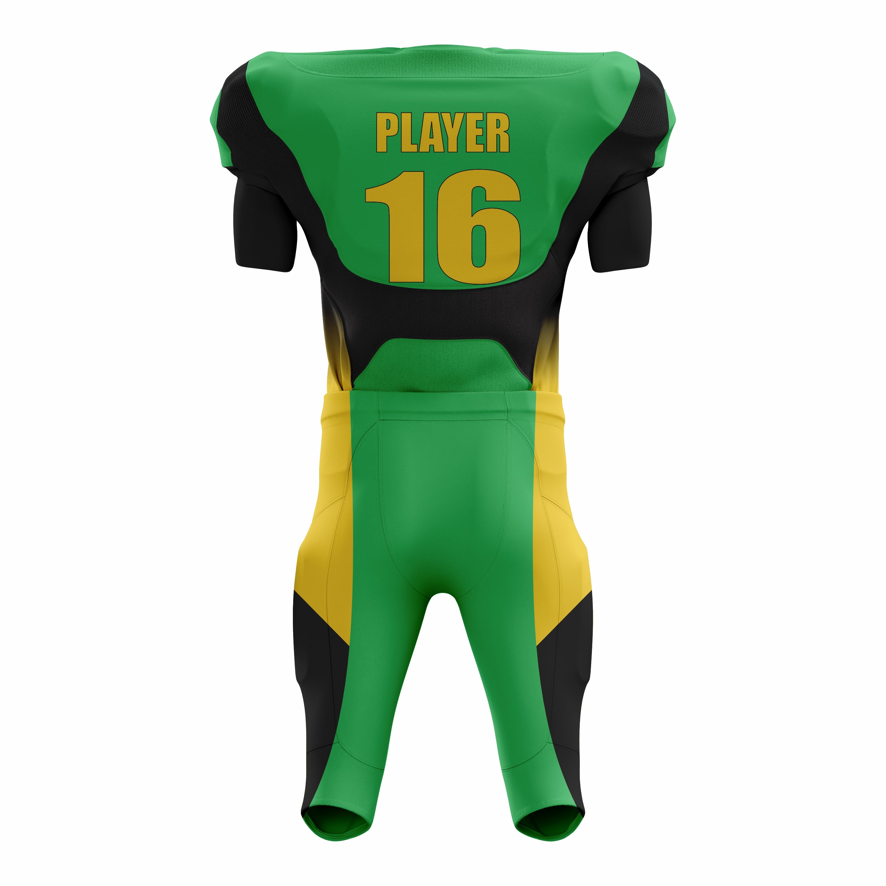 Custom Yellow Green Black American Football Uniforms with Integrated Pads