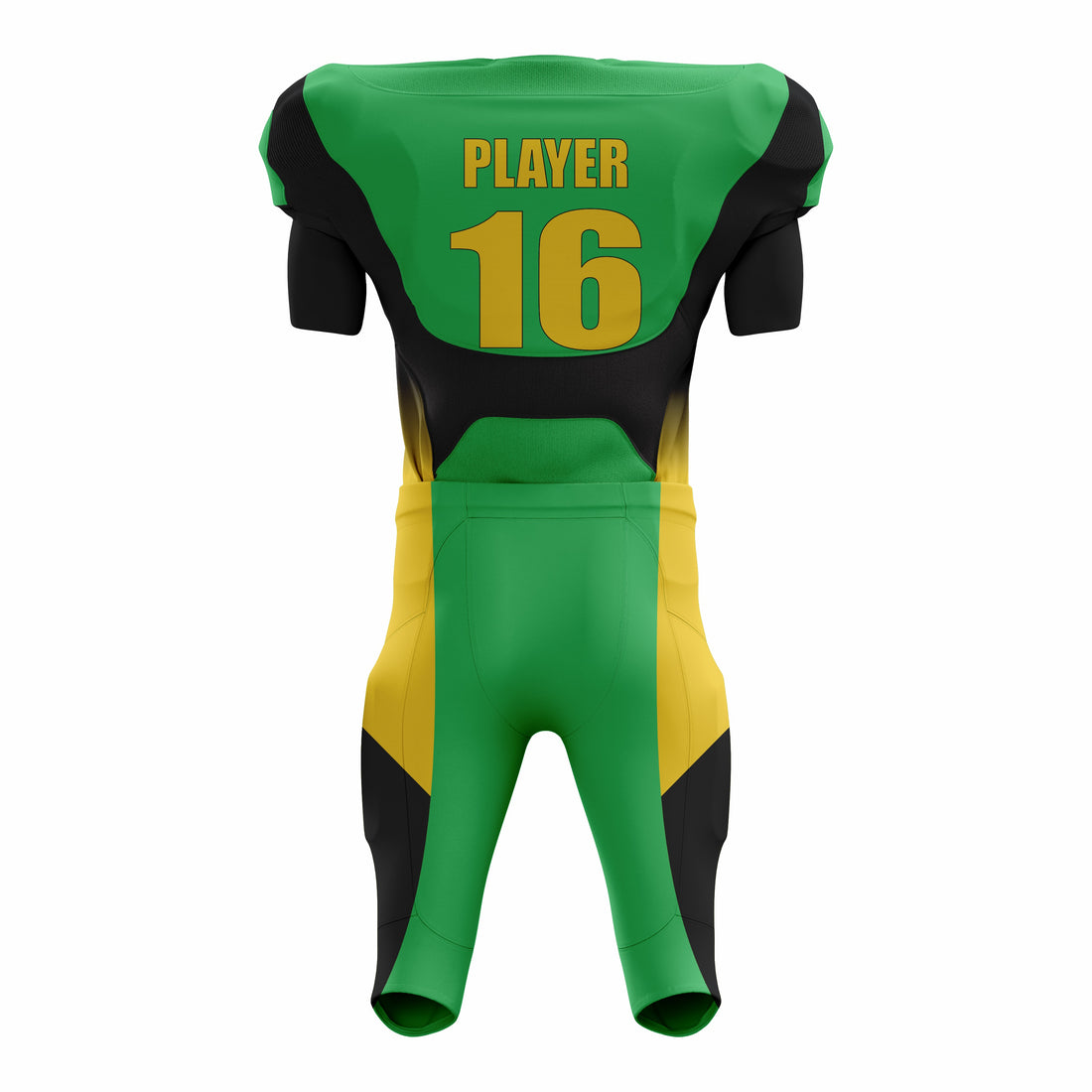 Custom Yellow Green Black American Football Uniforms with Integrated Pads
