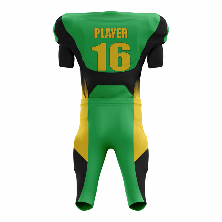 Custom Yellow Green Black American Football Uniforms with Integrated Pads