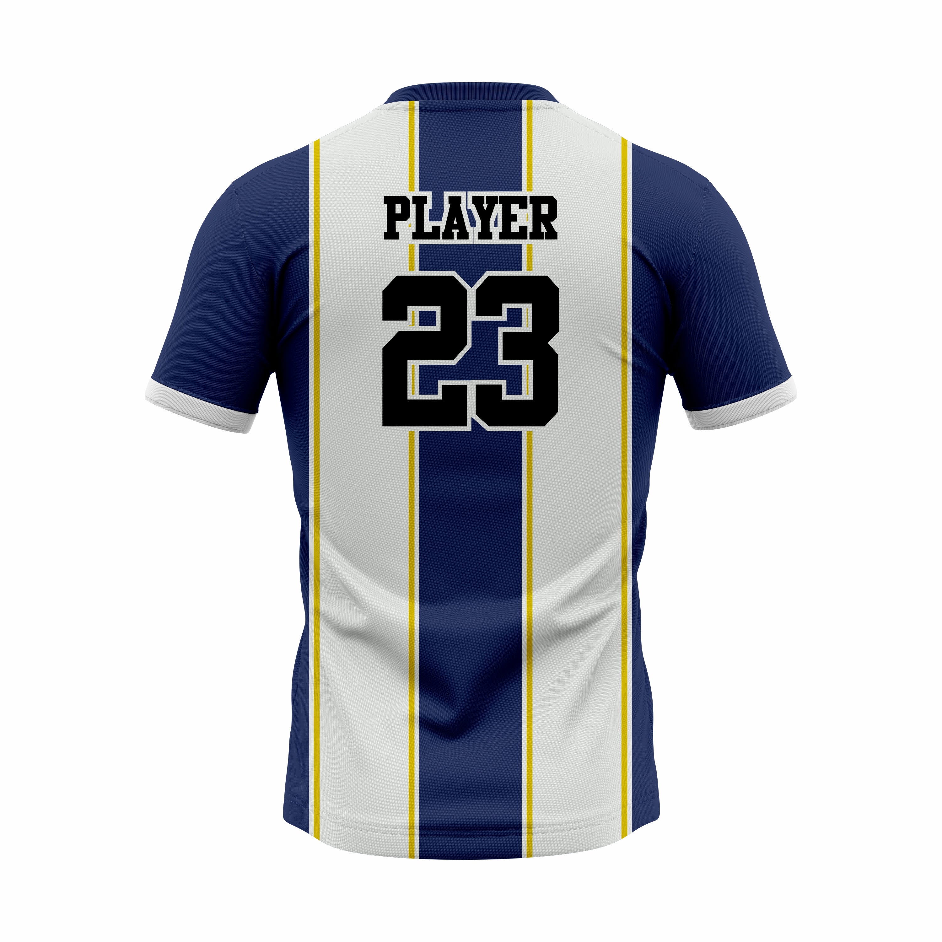 Custom Blue, White & Yellow Sublimation Soccer Jersey