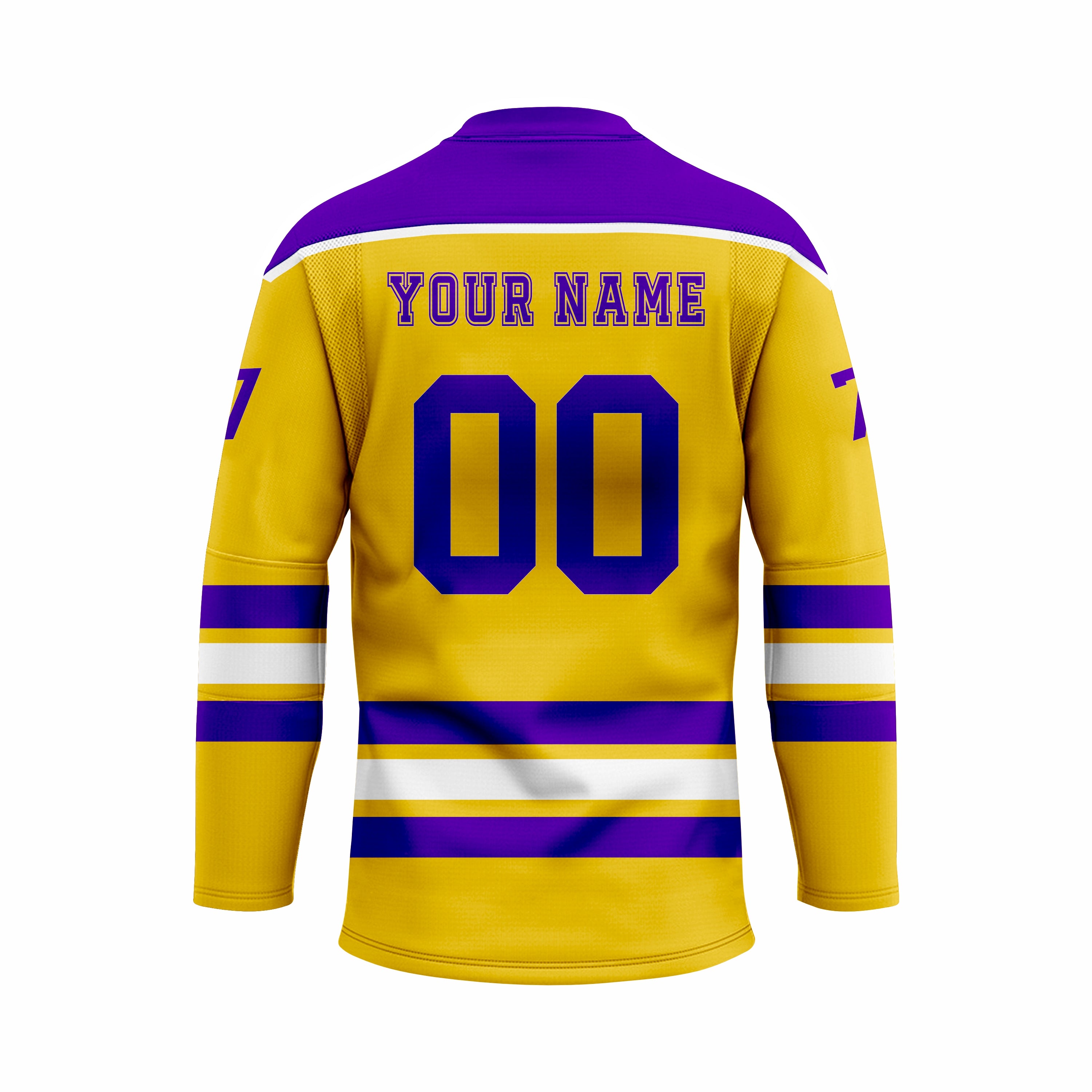 Custom Yellow, Blue & White V-Neck Hockey jersey