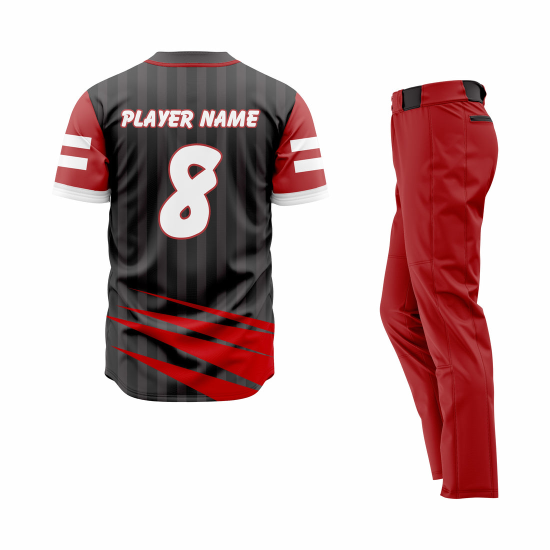 Custom Red, Black & White Authentic Baseball Uniform