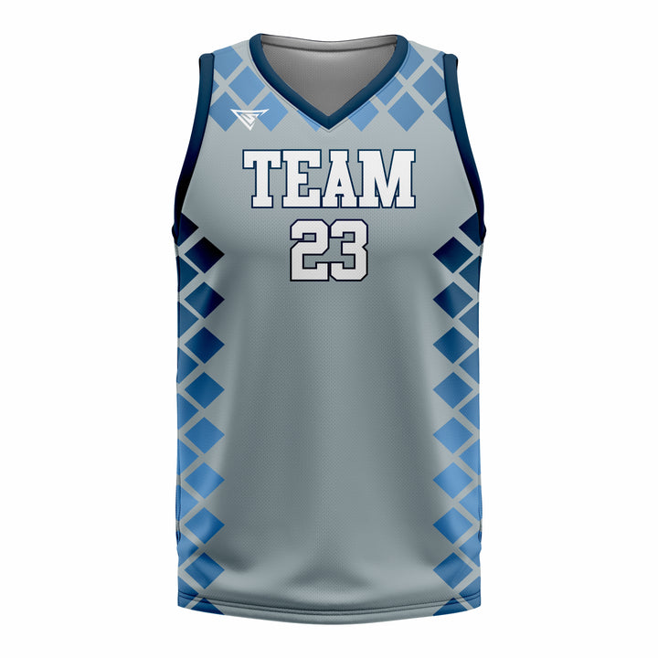 Custom Grey white Blue Basketball Jersey | Sports Custom Uniform