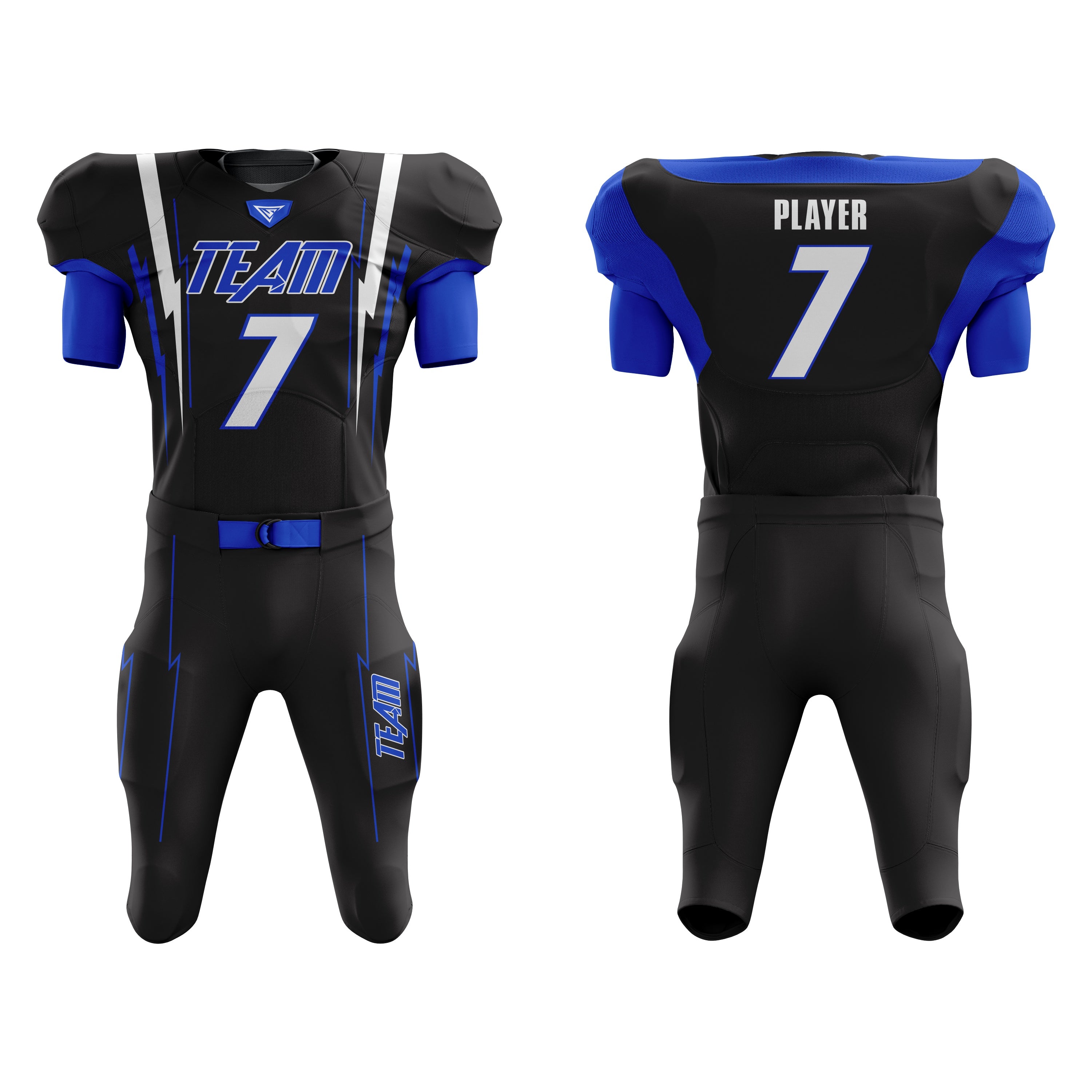 CUSTOM BLACK ROYAL AMERICAN FOOTBALL UNIFORM