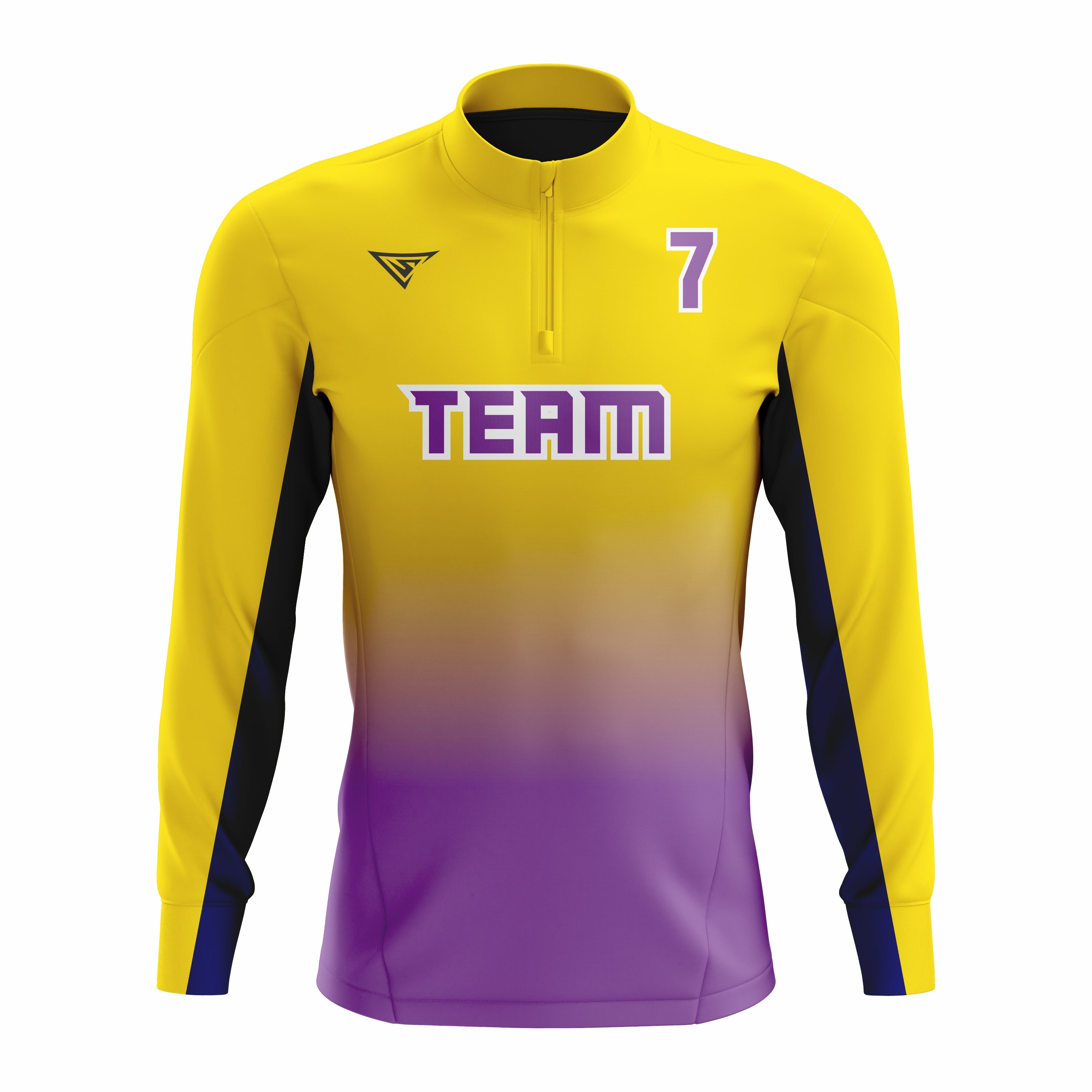 Custom Yellow & Dark Blue ¼ ZIP LONG SLEEVE WARM UP SOFTBALL JACKET