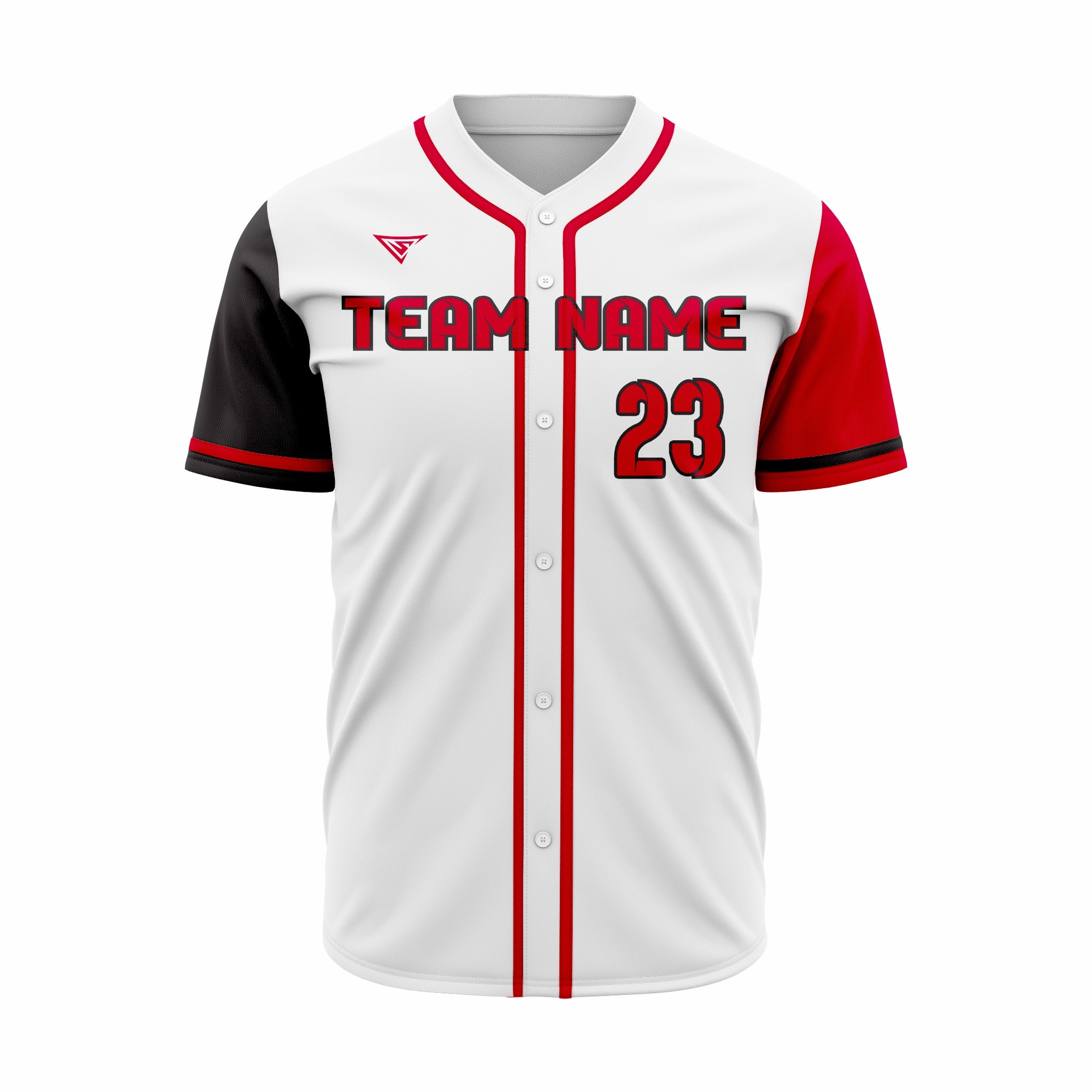 Custom White, Black & Red Authentic Baseball full Buttons Jersey