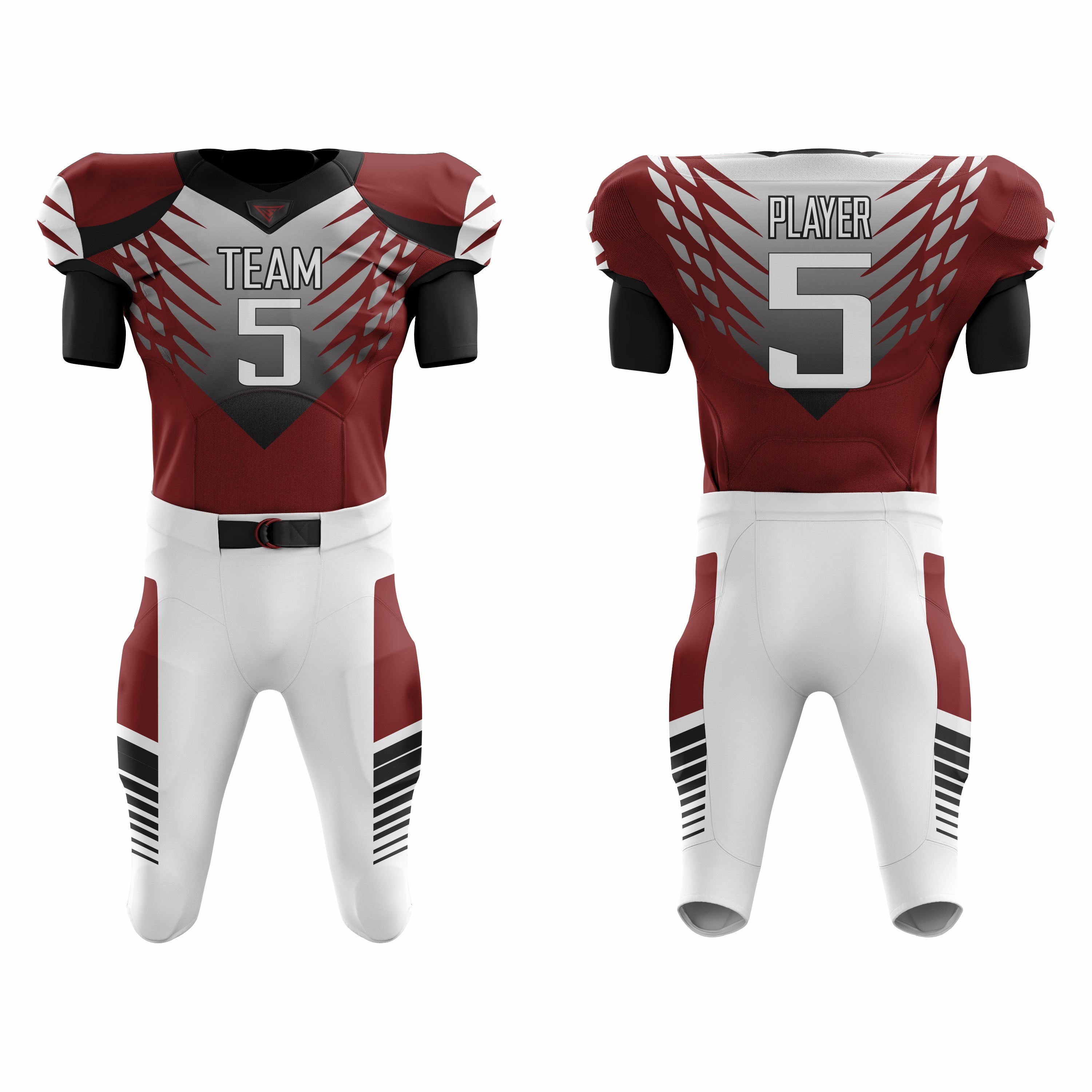 CUSTOM MAROON WHITE AMERICAN FOOTBALL UNIFORM